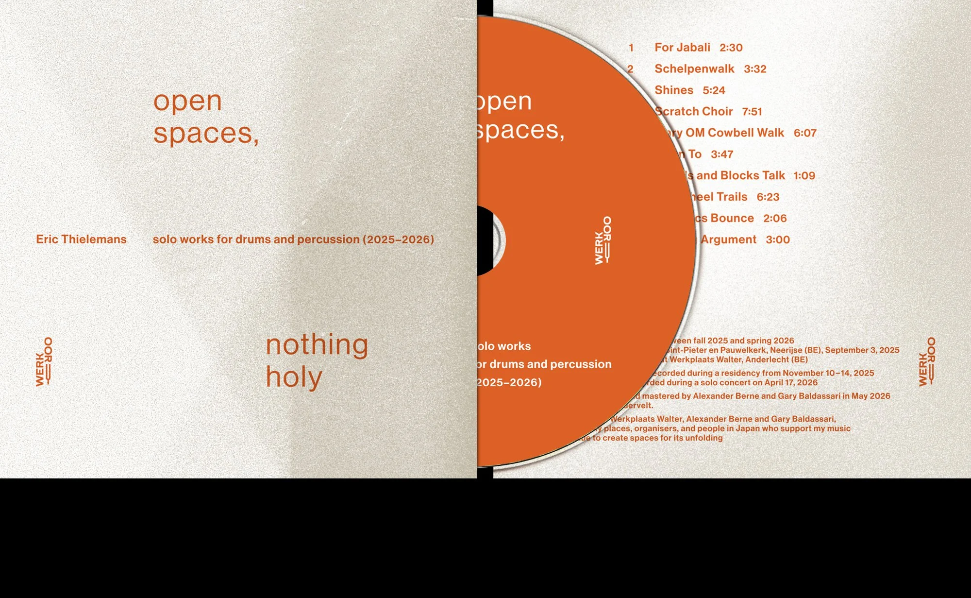 cd sleeve – Eric Thielemans Open Spaces, Nothing Holy Oorwerk, 2026 