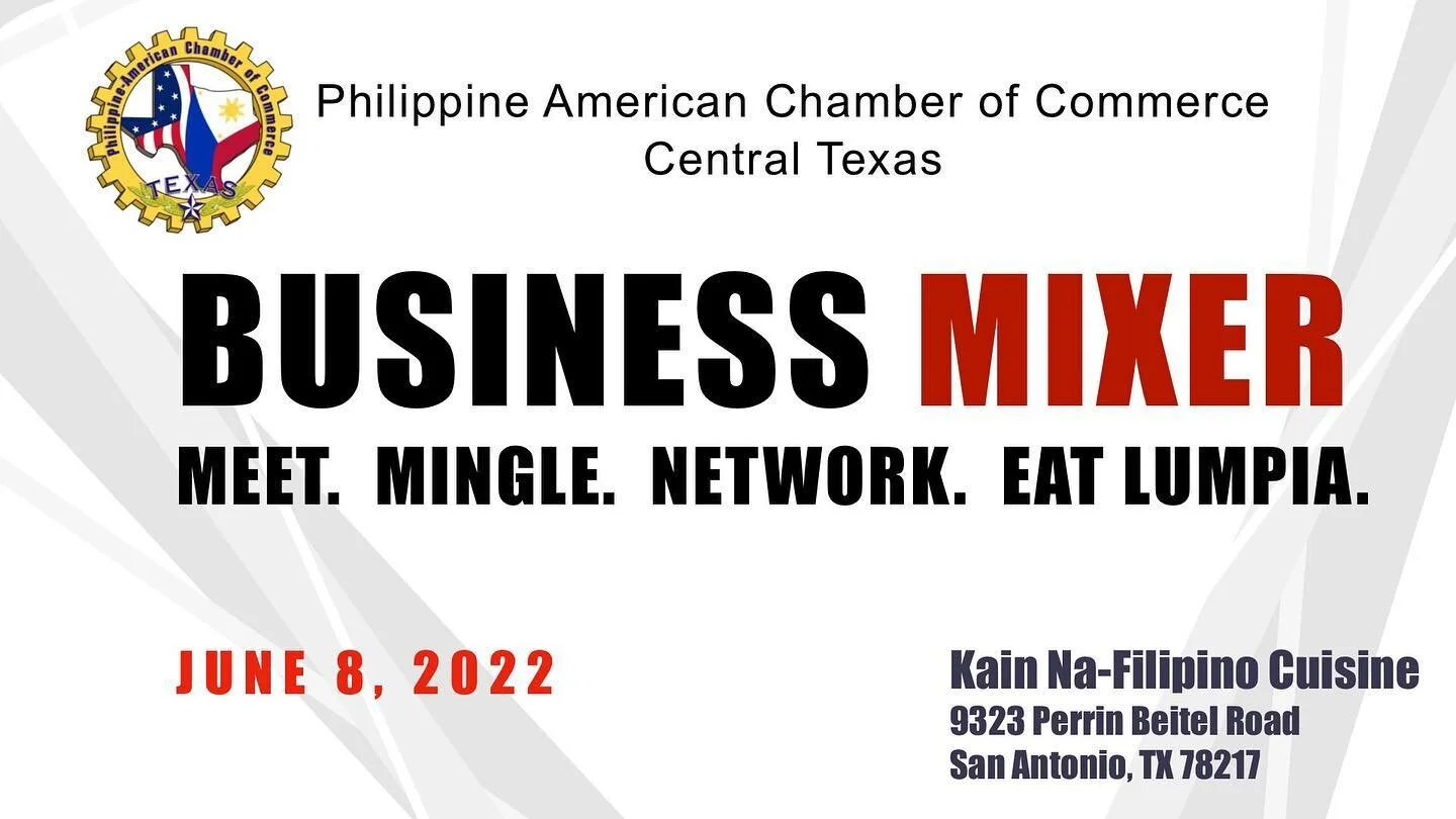Meet. Mingle. Network. Eat Lumpia.
Join us on June 8,2022 for a @pacc_ctr  business networking mixer at @kainnasatx #networking #businessnetworking #sanantoniobusiness #businessmixer #eatlumpia