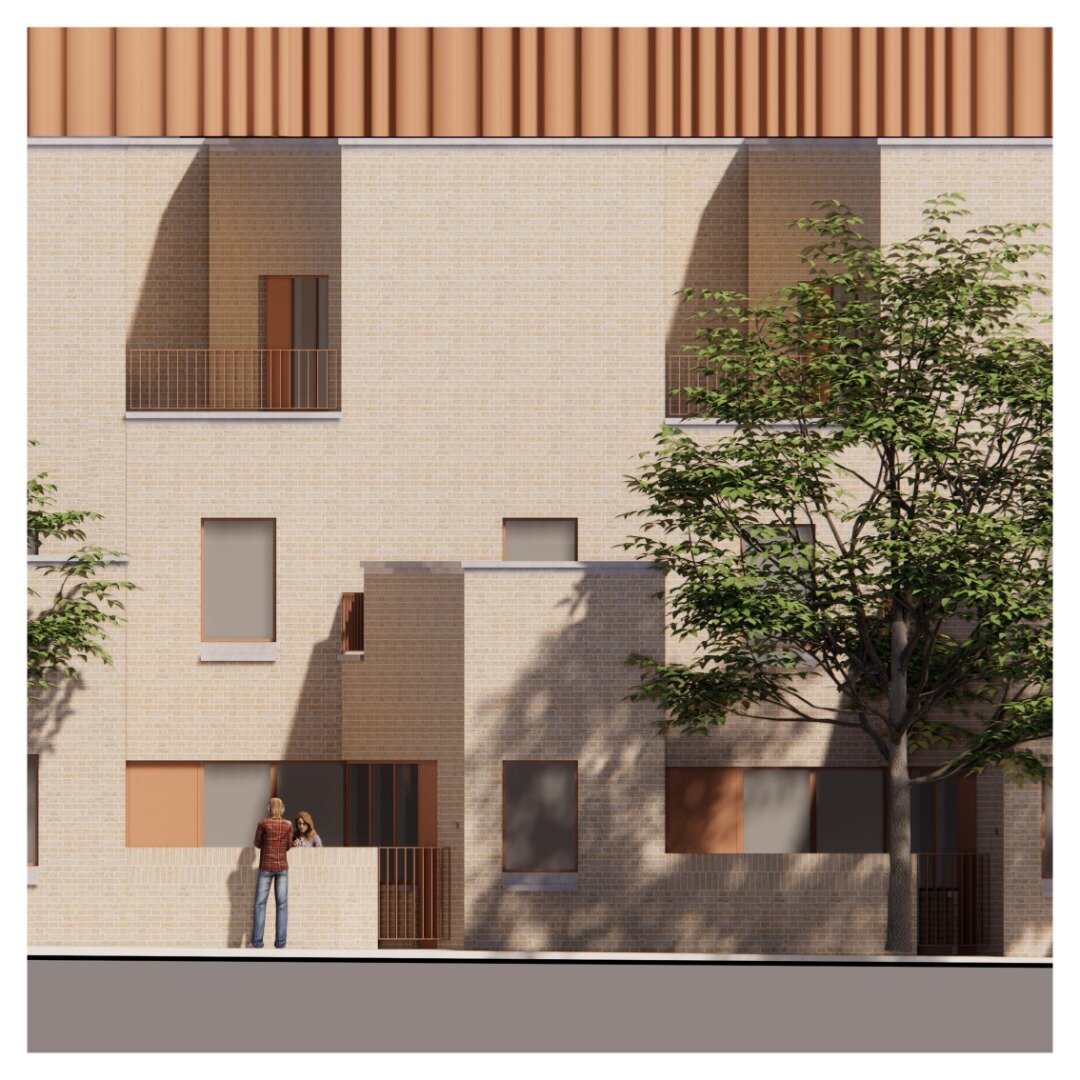 South Street terraced housing, part of the wider regeneration of the Baytree Shopping Centre in Brentwood Town Centre.

Stitched into a historical street scene these contemporary houses step back from a new tree-lined pavement and stagger in plan to 