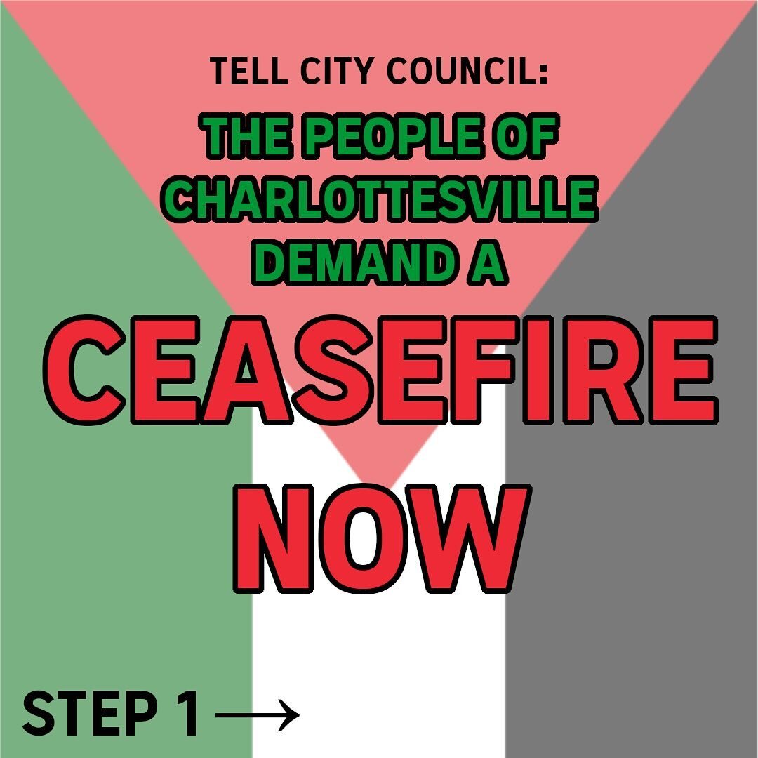 Cville DSA has signed the Charlottesville Jewish Organizing Collective&rsquo;s petition to call on Charlottesville City Council to pass a resolution for a ceasefire in Palestine (link in bio). 

The Collective is collecting the signatures of all area