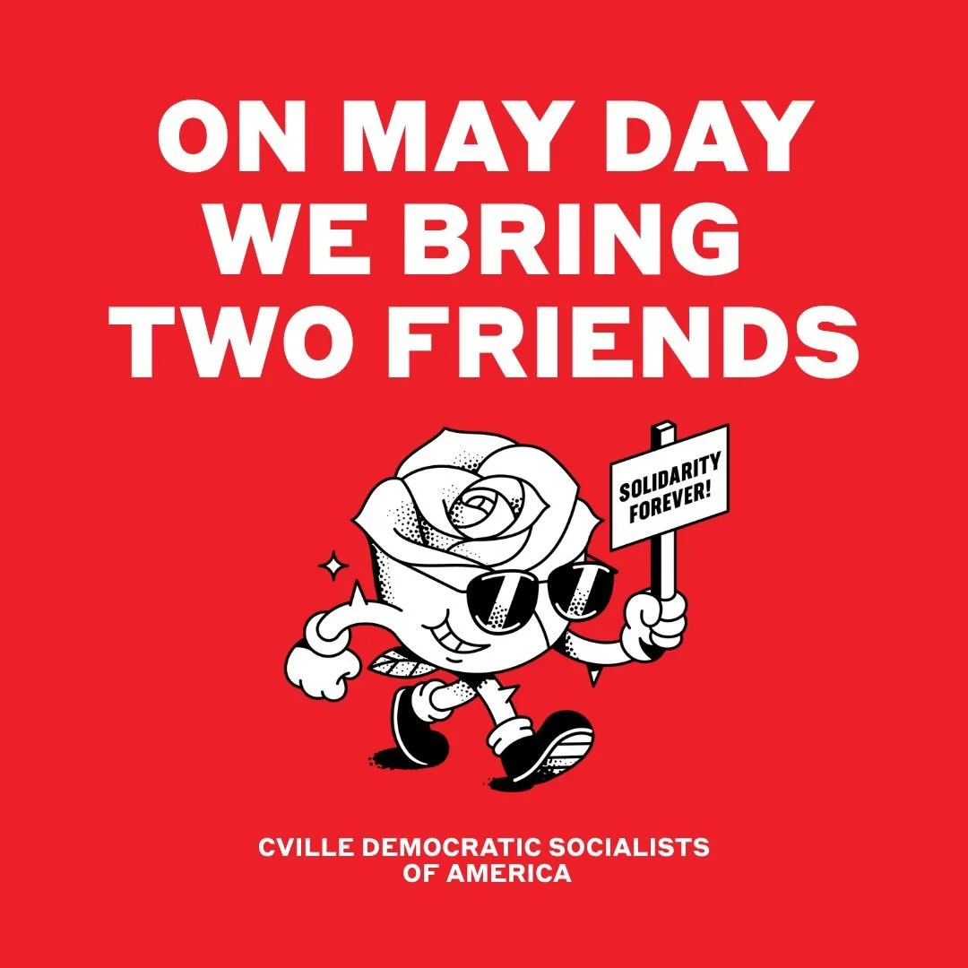 Solidarity is a team sport! Get on the group chat. Slide into their DMs. Bring two friends to the Charlottesville Downtown Mall at noon on Friday and march with us to Booker T Washington Park. Workers over billionaires! Crush ICE! Stop imperial wars!