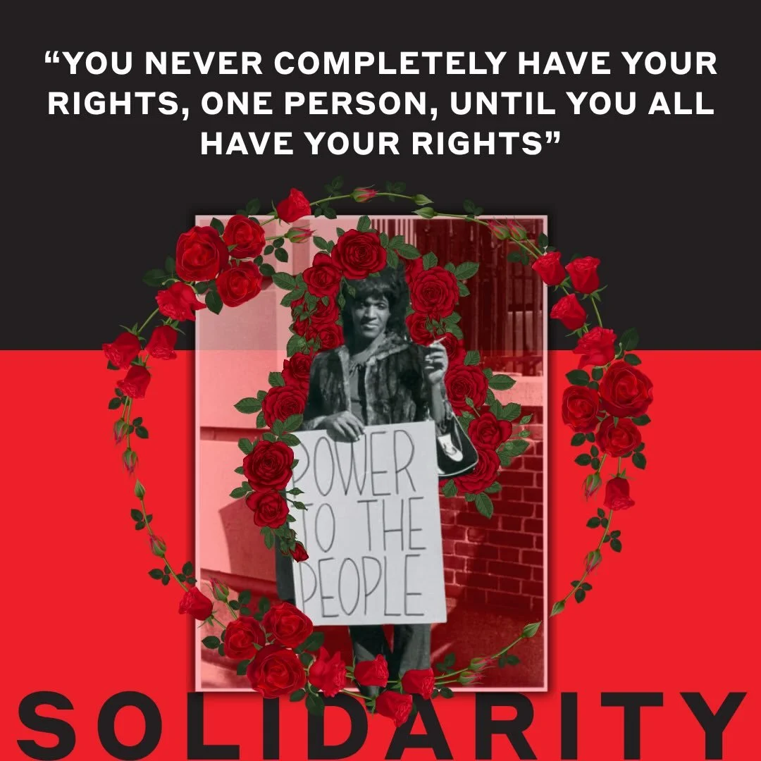 This Pride Month, Charlottesville DSA stands in full and unconditional solidarity with our queer and trans comrades.

Marsha P. Johnson was a Black transgender activist, and one of the most important figures of the Stonewall uprising and LGBTQ+ liber