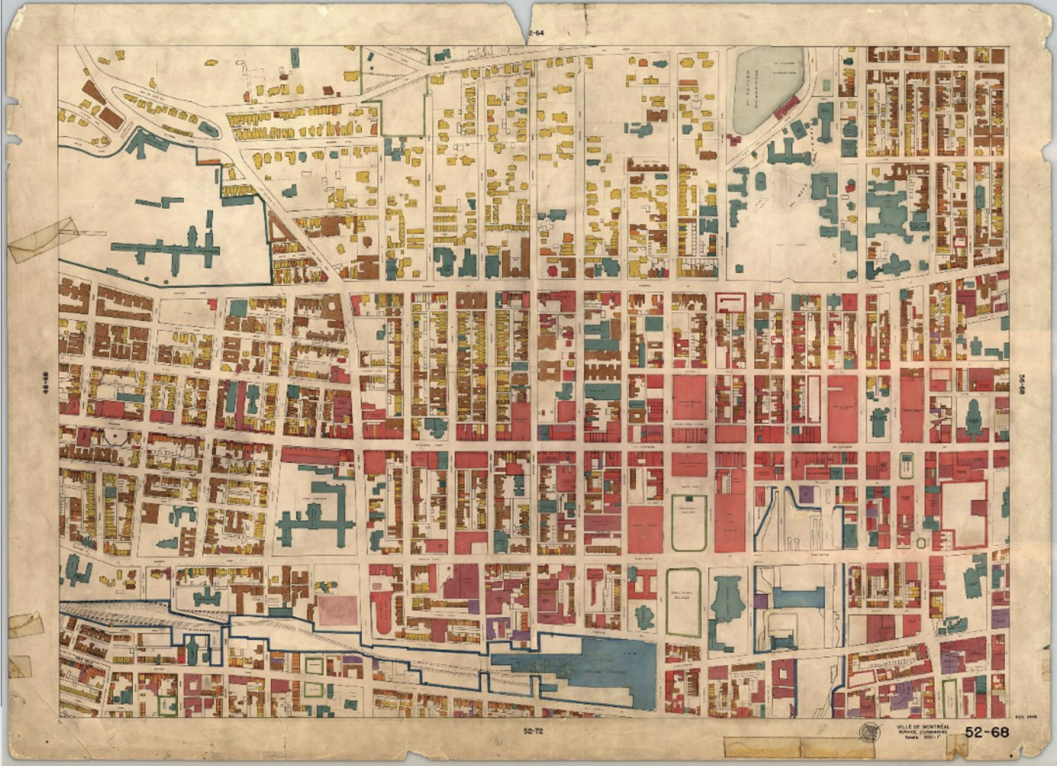 Map of Montreal land use in 1949 sourced from the City of Montreal Planning Department