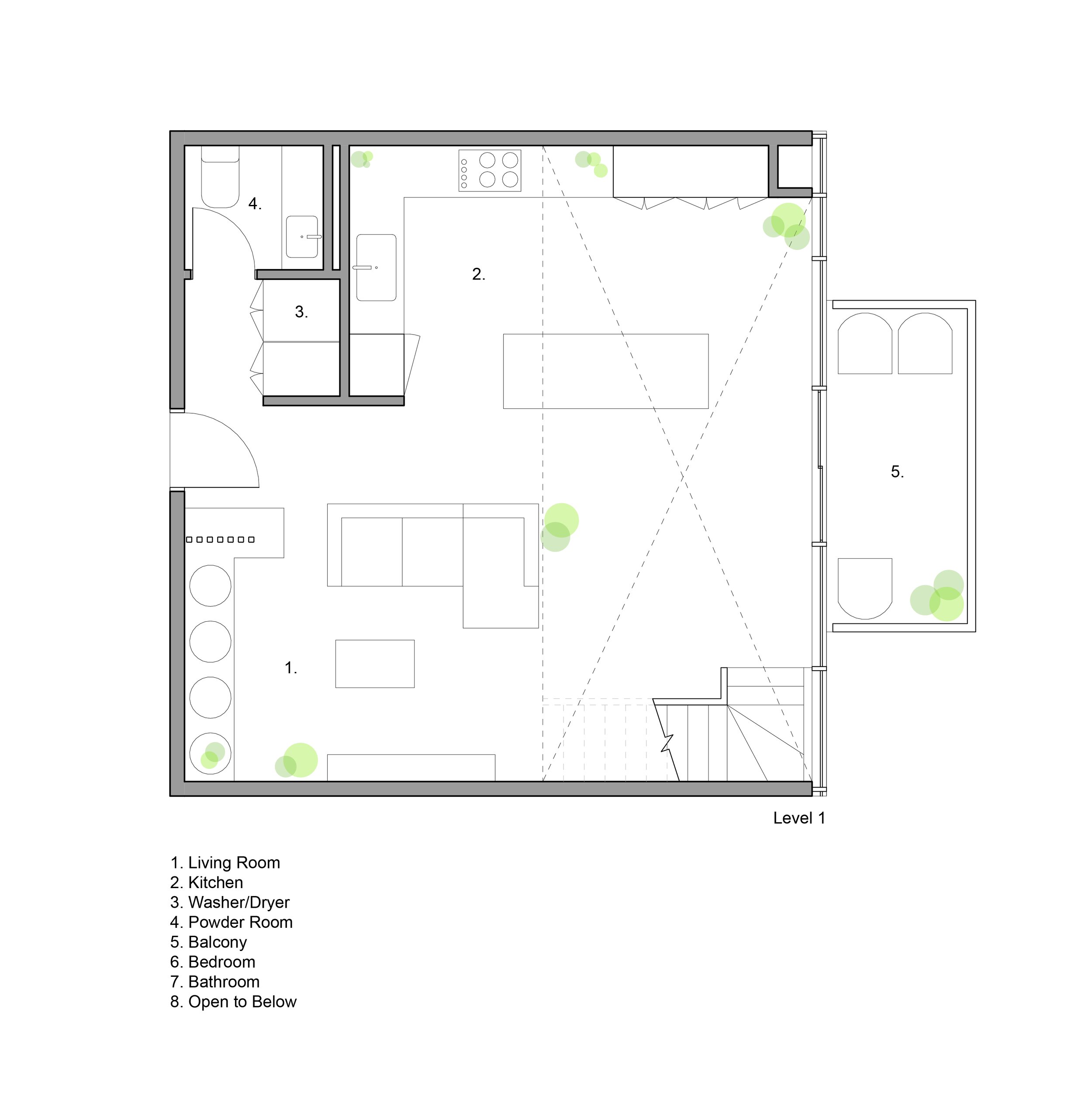 Level 1 plan of the King West Loft designed by SOCA