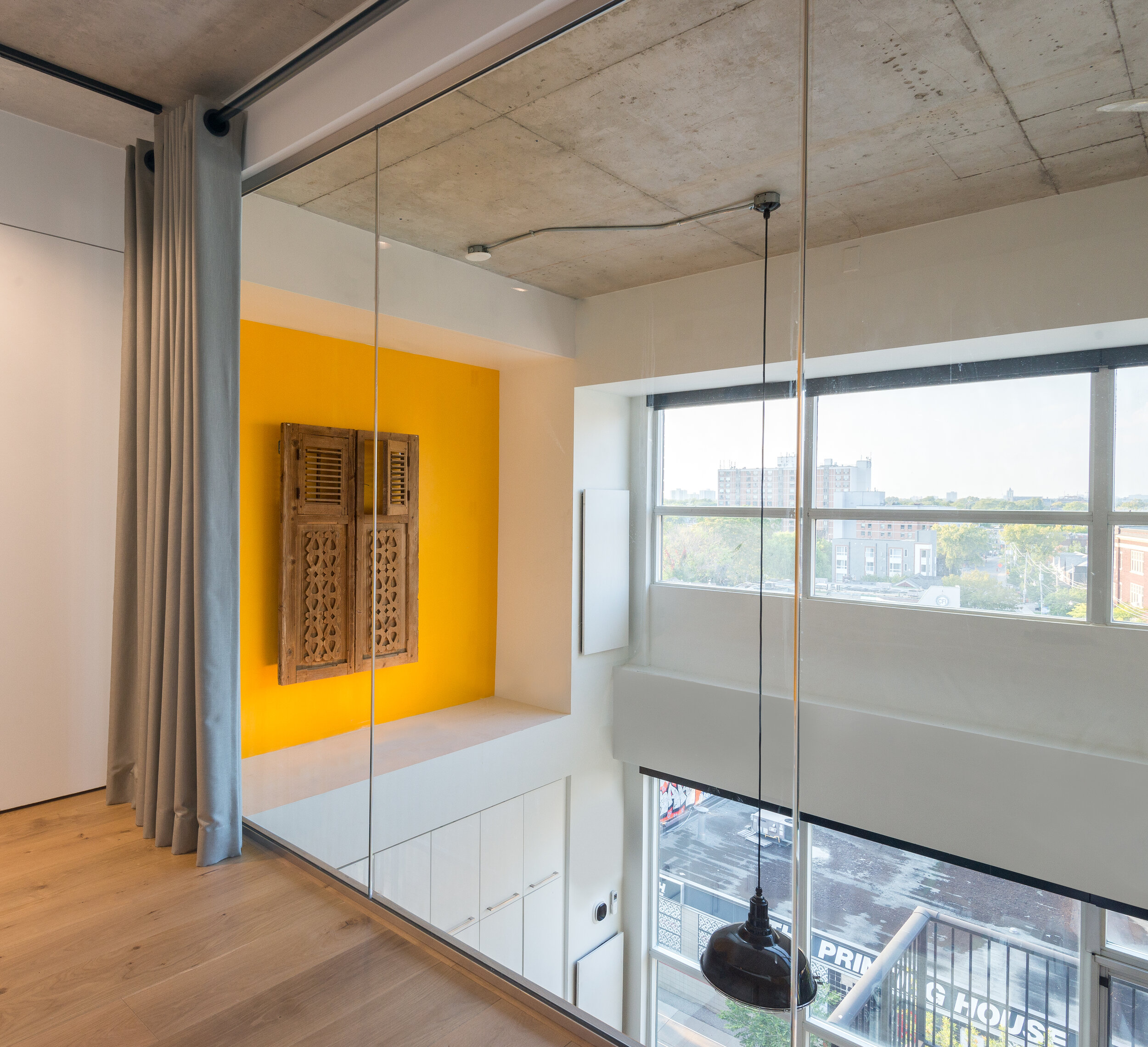 Master bedroom of the King West Loft designed by SOCA
