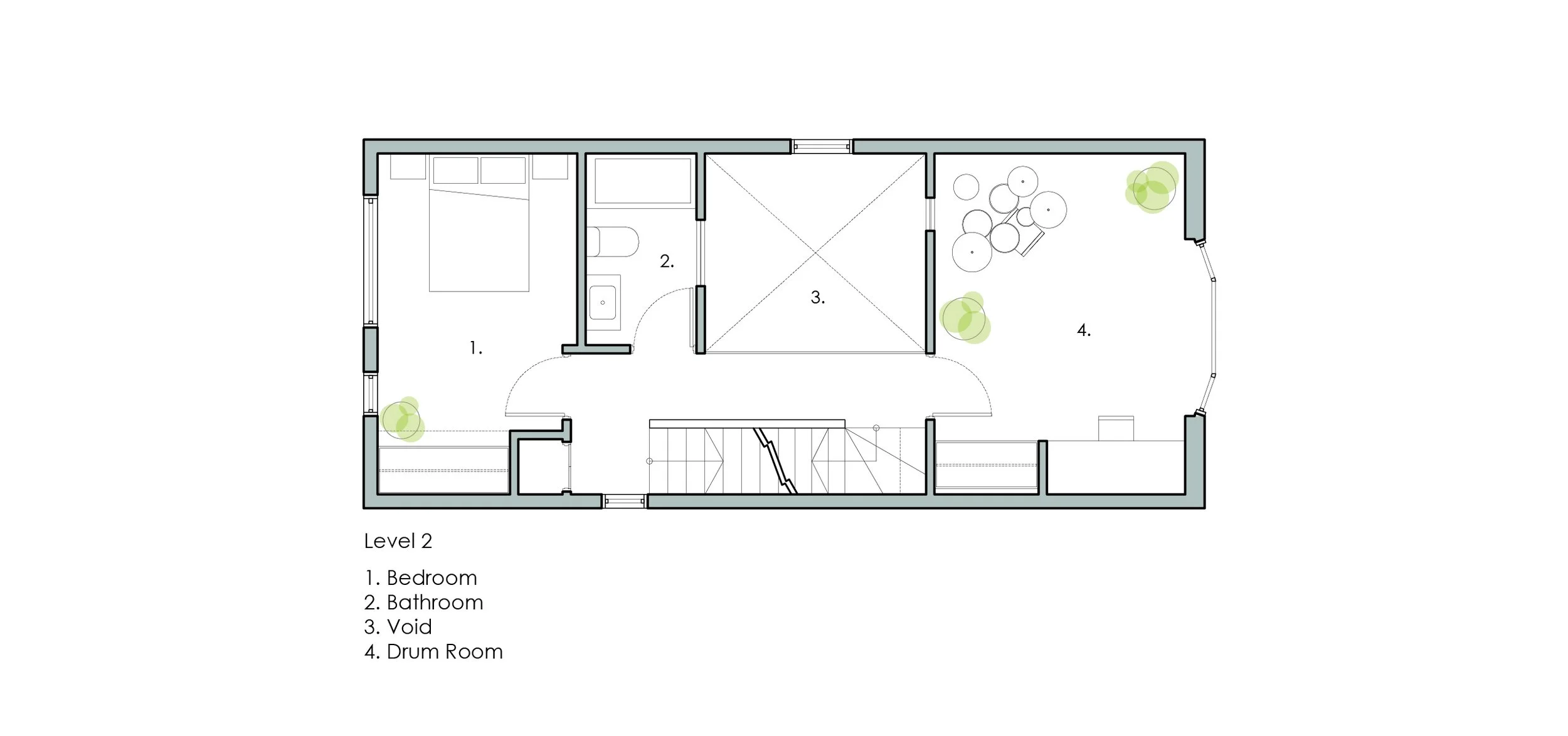 Level 2 plan of Granny's House designed by SOCA