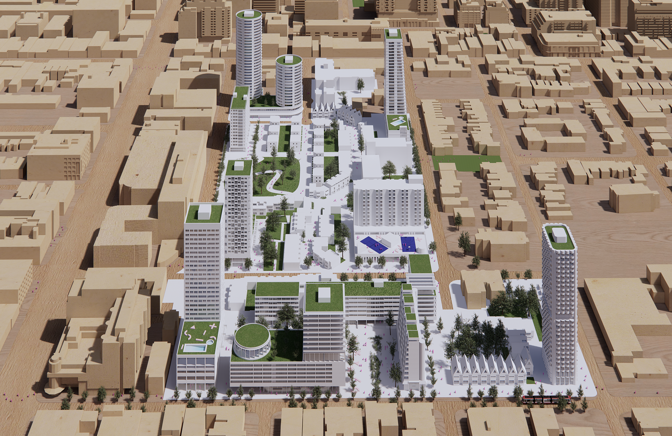 Masterplan render of the Alexandra Park Master Plan designed by SOCA