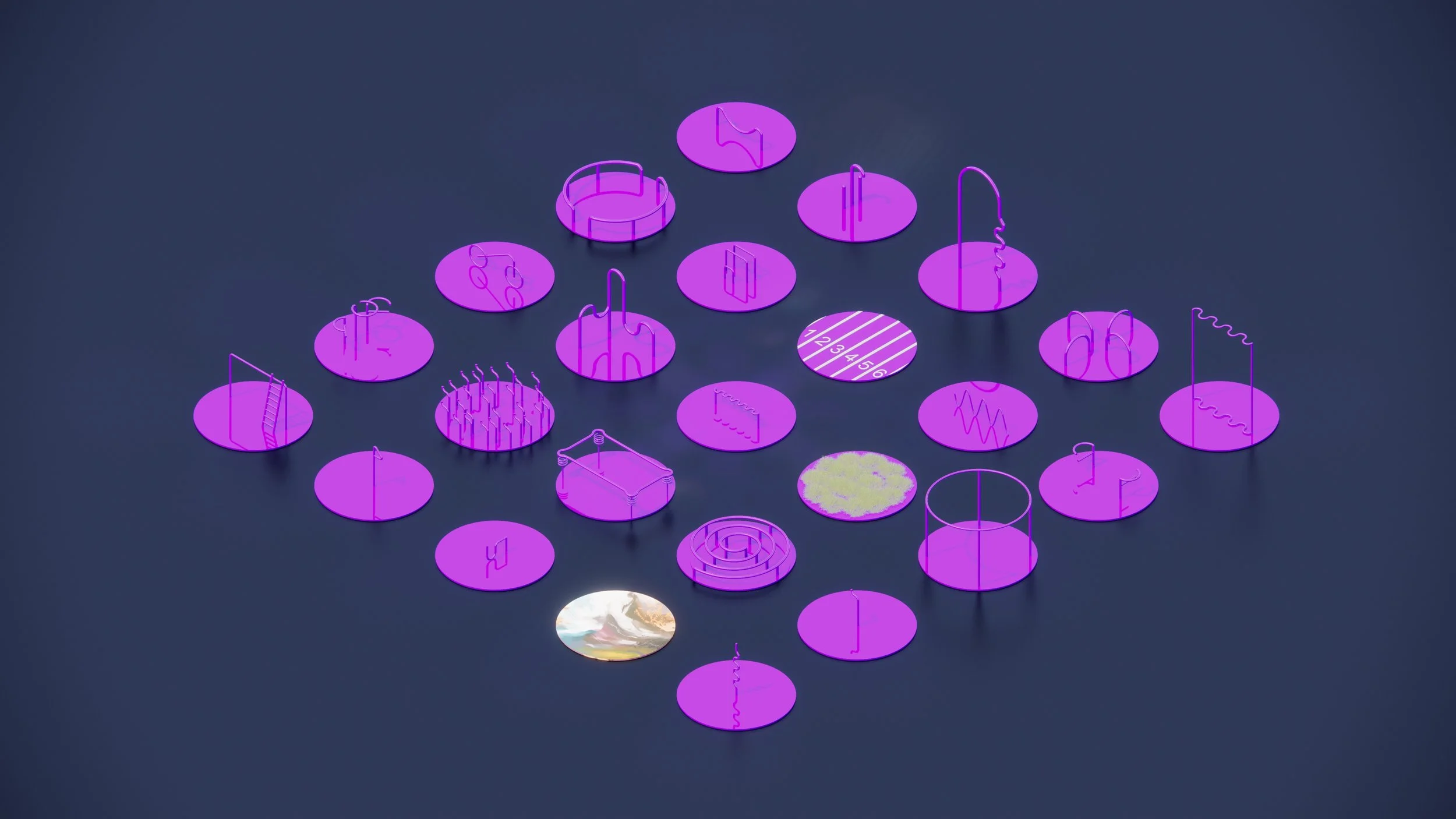 Matrix of architectural follies for the Waterfront ReConnect proposal designed by SOCA, SHEEEP Studio, and Tiffany Shaw