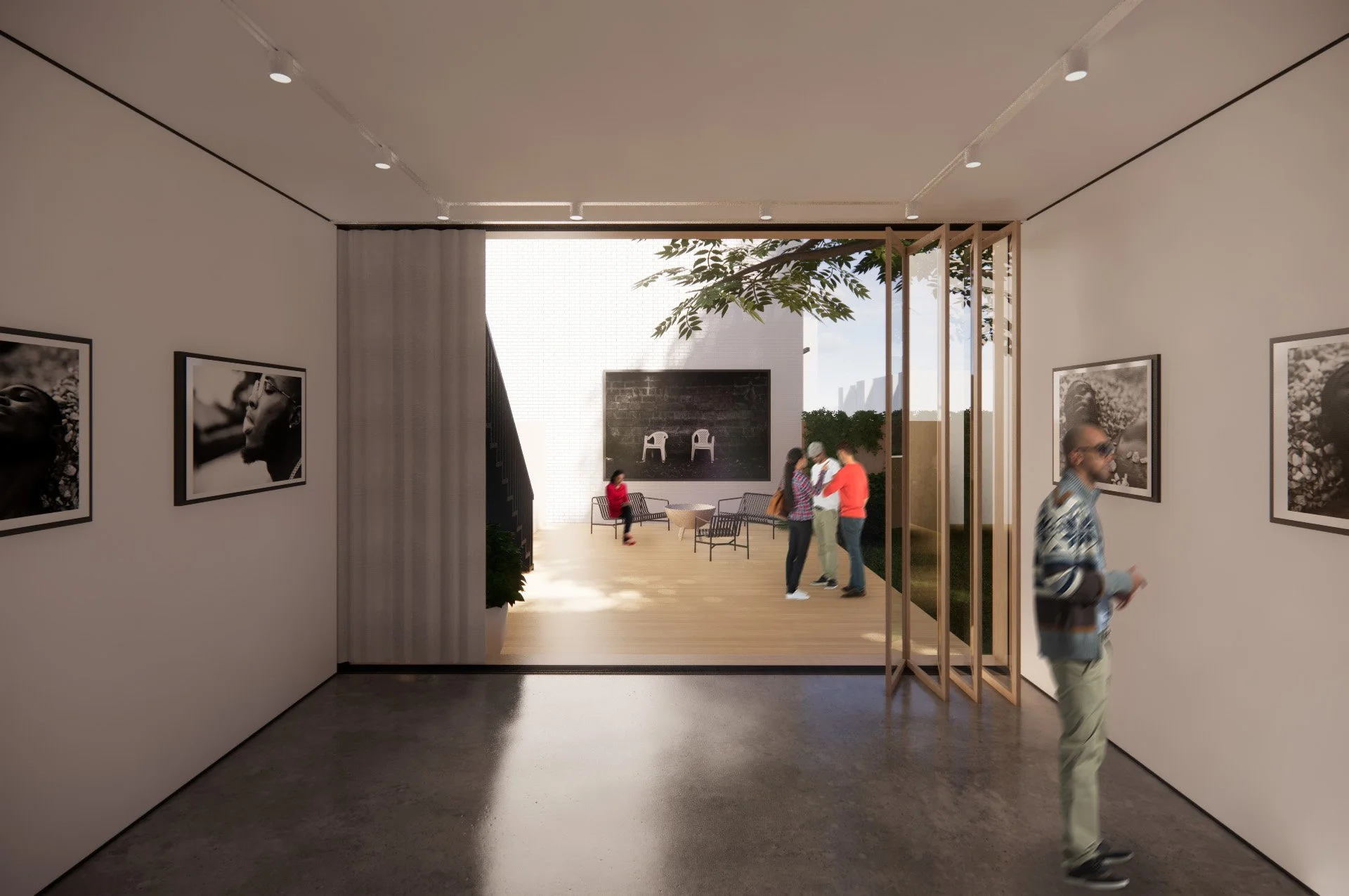 Interior gallery render of the Band Gallery and Cultural Centre designed by SOCA