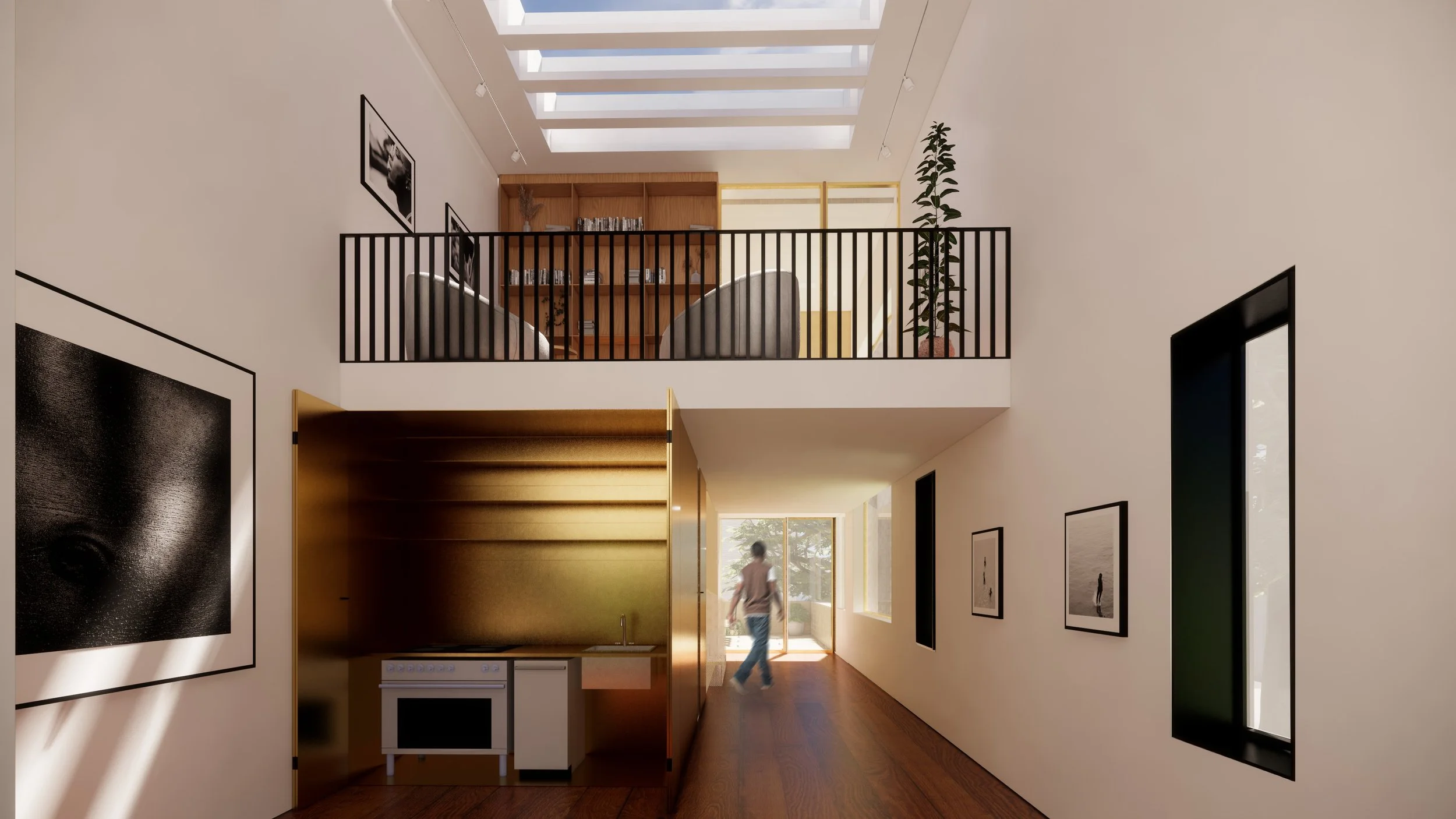Kitchenette render of the Band Gallery and Cultural Centre designed by SOCA
