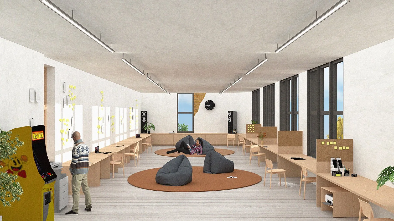 Flexible workspace of the Land School of Arts Incubator designed by SOCA