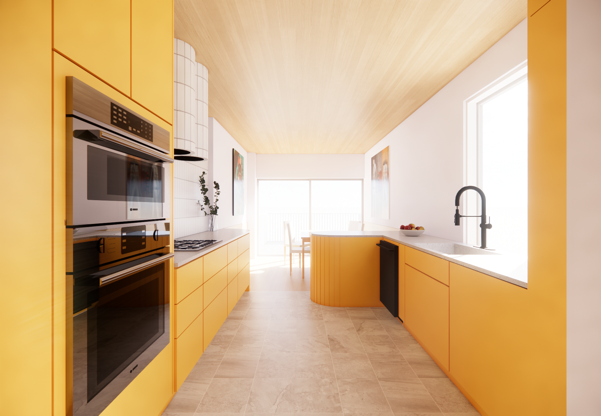 Kitchen render of the Poucher House designed by SOCA
