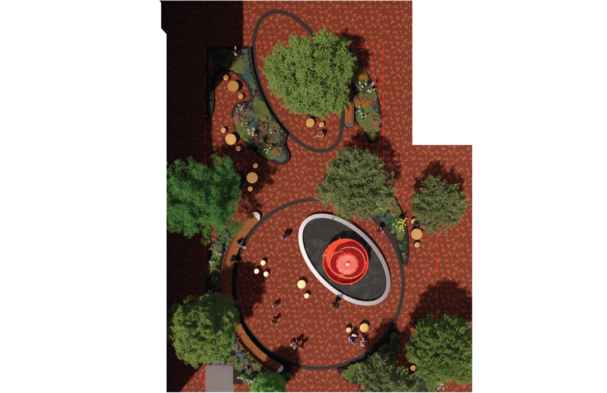 Top view of the King Street Fountain proposal designed by SOCA and Curtis (Talwst) Santiago