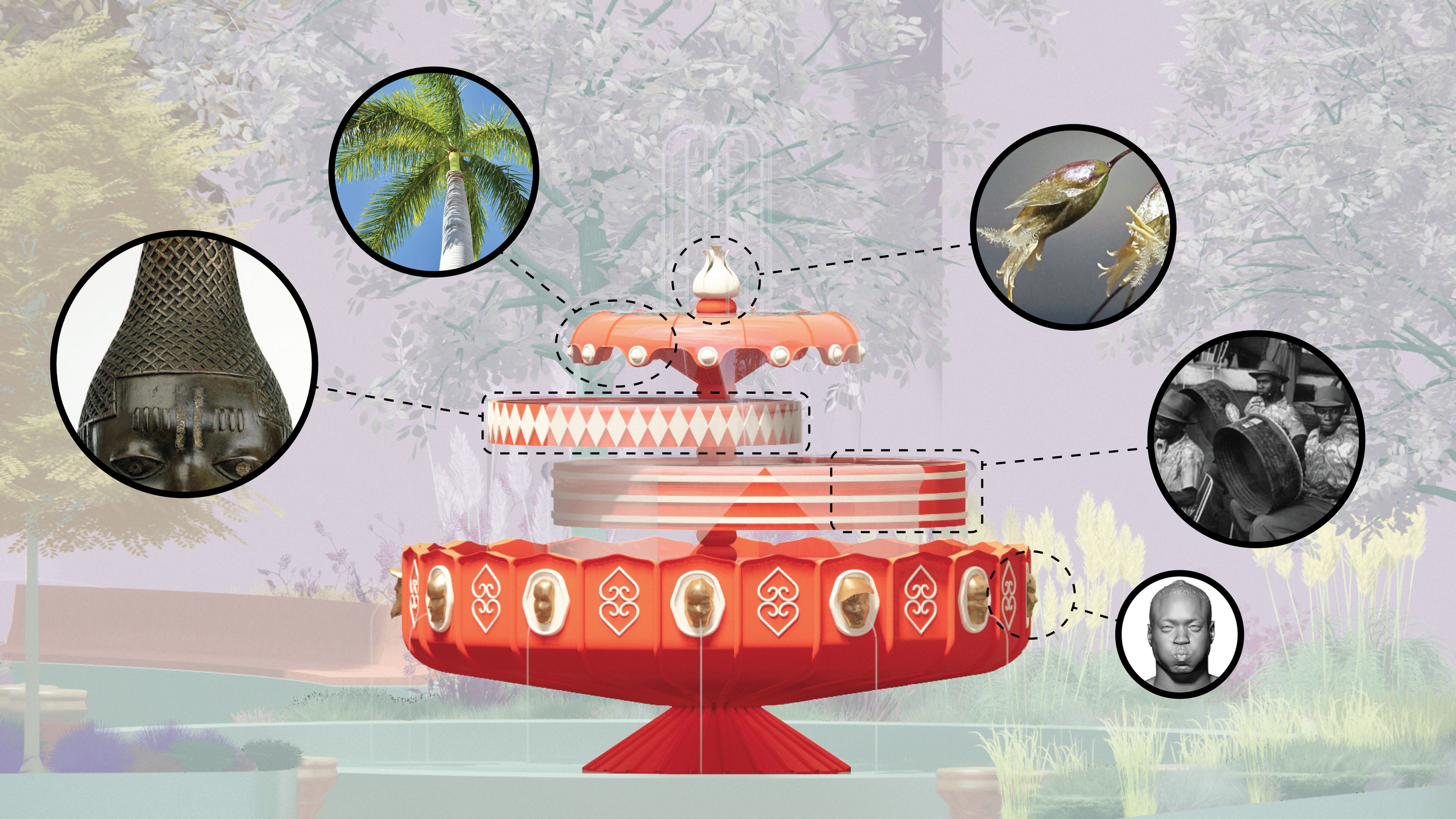 Diagram of the King Street Fountain proposal designed by SOCA and Curtis (Talwst) Santiago