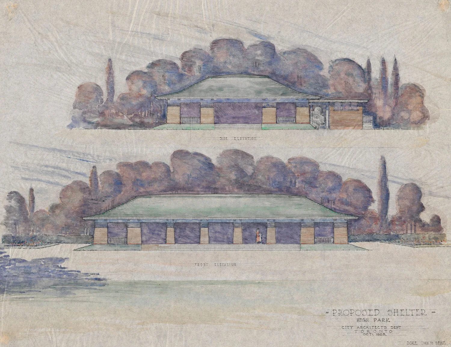 Drawing of original pavilion of the High Park washrooms