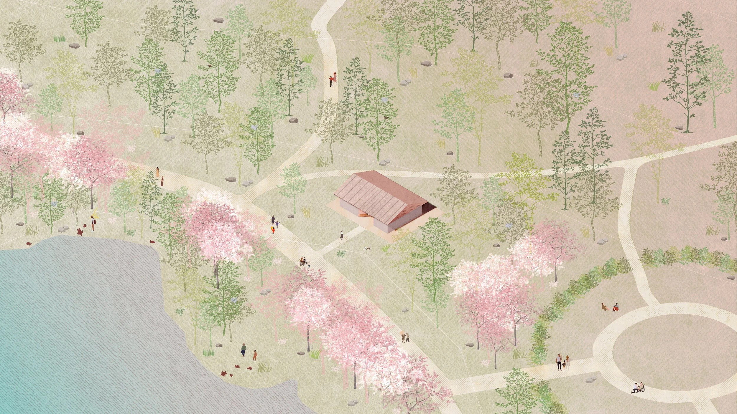 Axonometric drawing of the High Park Pavilion designed by SOCA