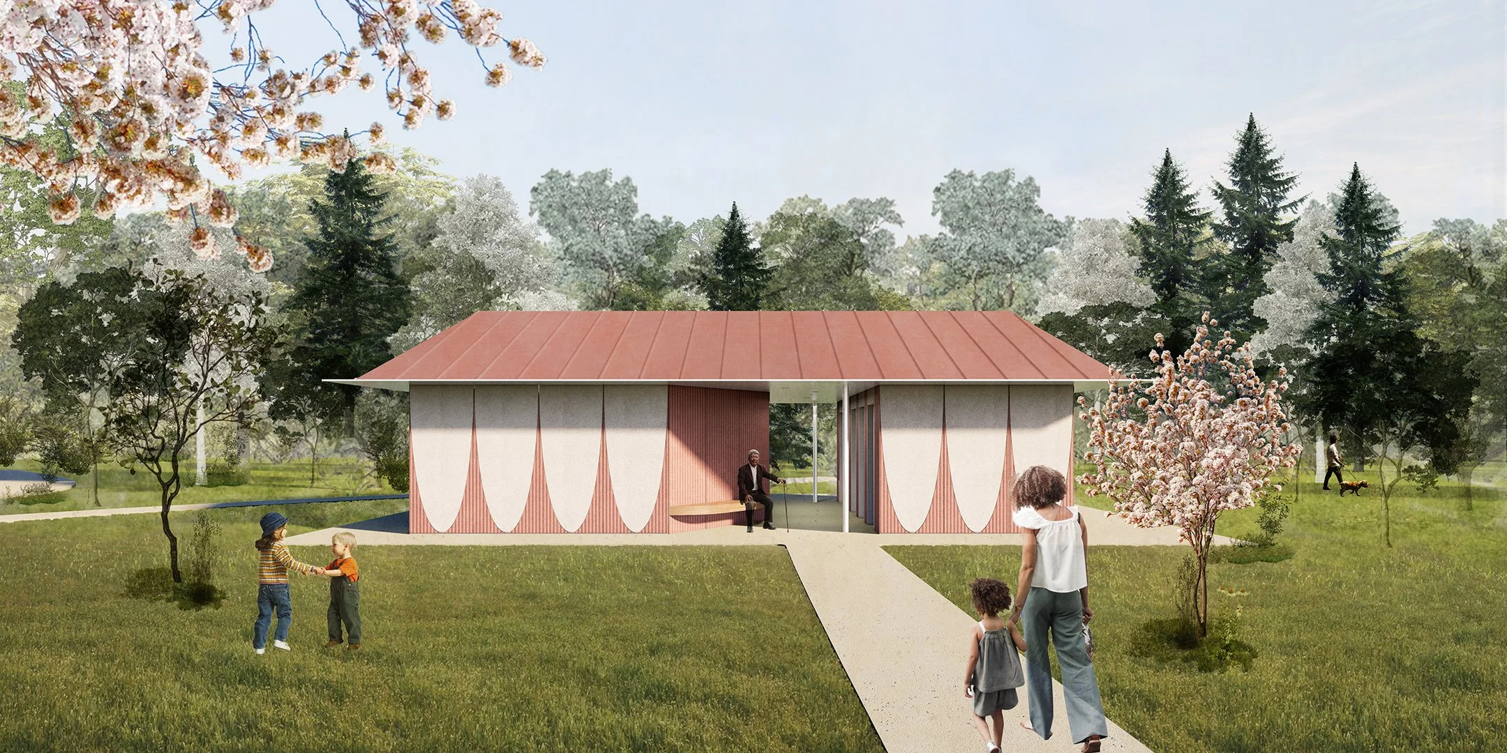 Front render of the High Park Pavilion designed by SOCA