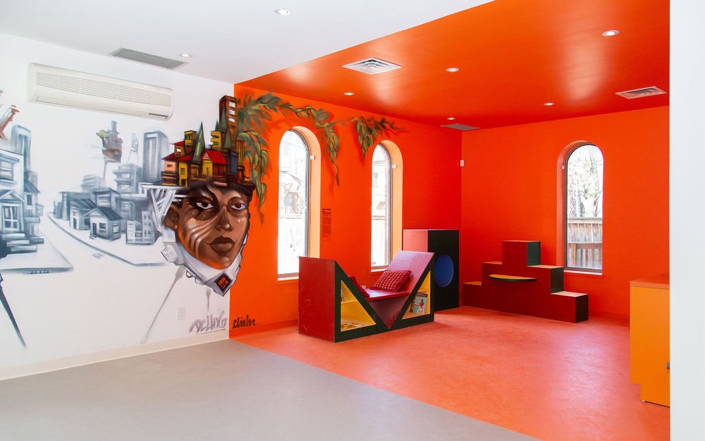Interior gallery of the Wildseed Centre for Art and Activism designed by SOCA