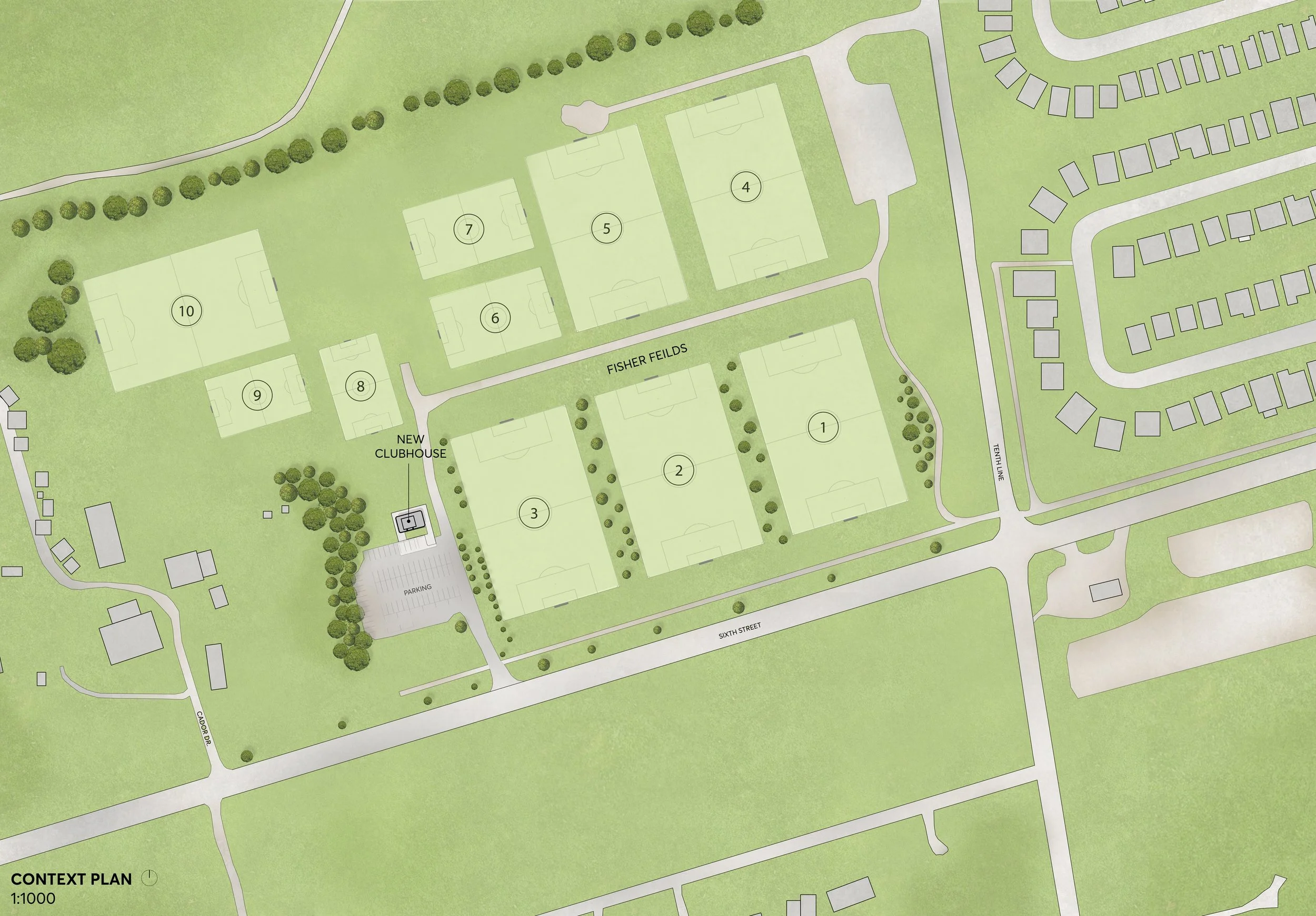 Site plan of Fisher Field Soccer Clubhouse designed by SOCA