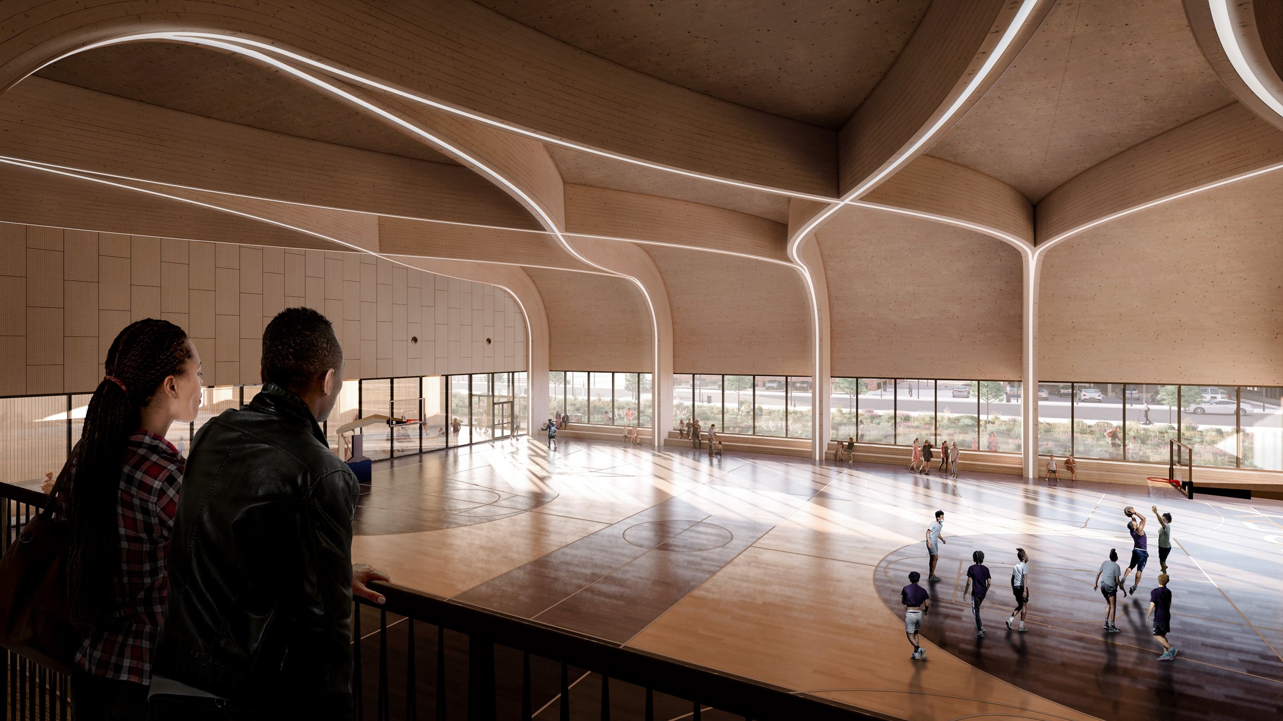 Gymnasium render of the Culture Factory Feasibility Study developed by SOCA