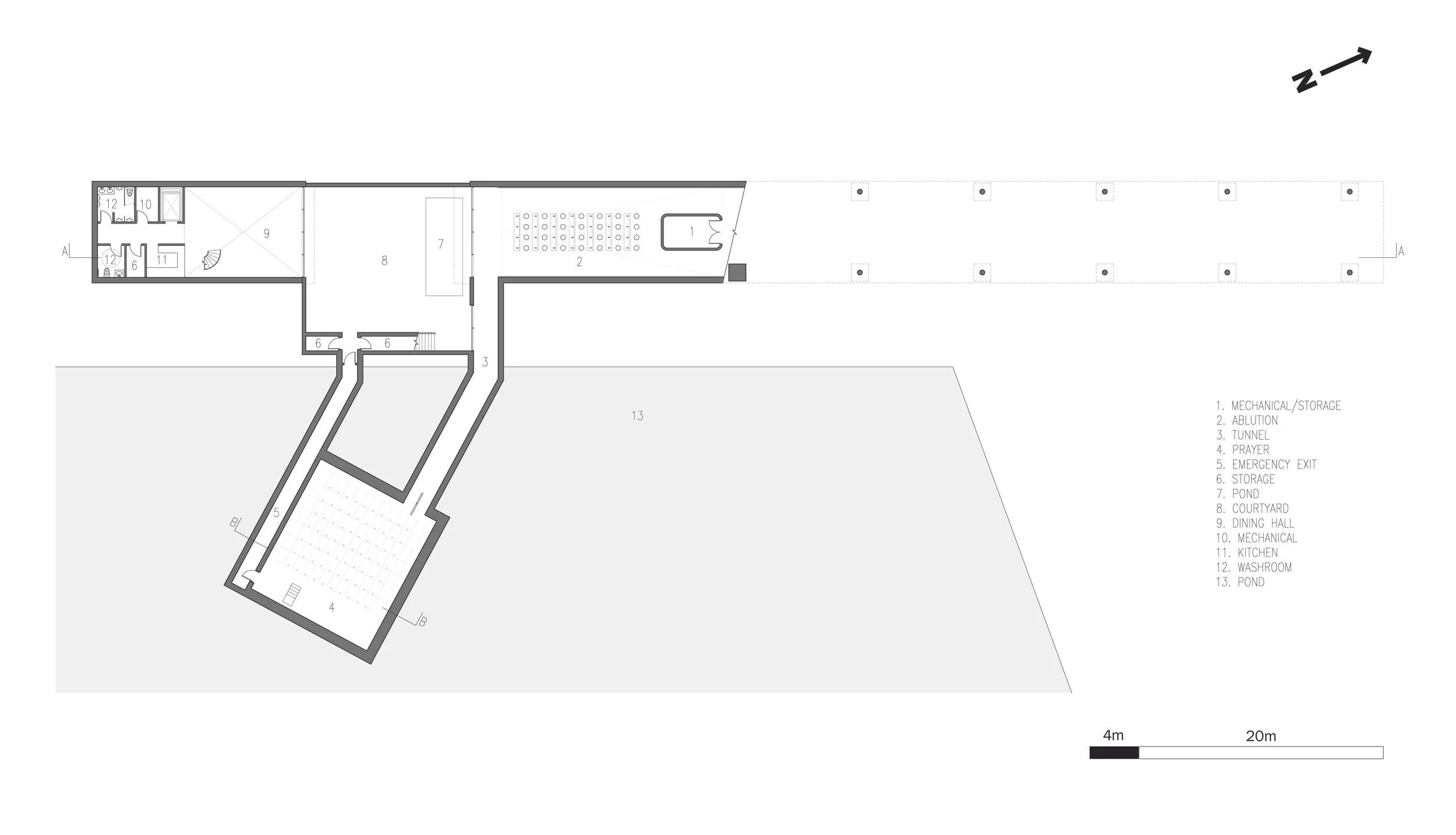 Level 2 plan of the Submerged Mosque proposal designed by SOCA