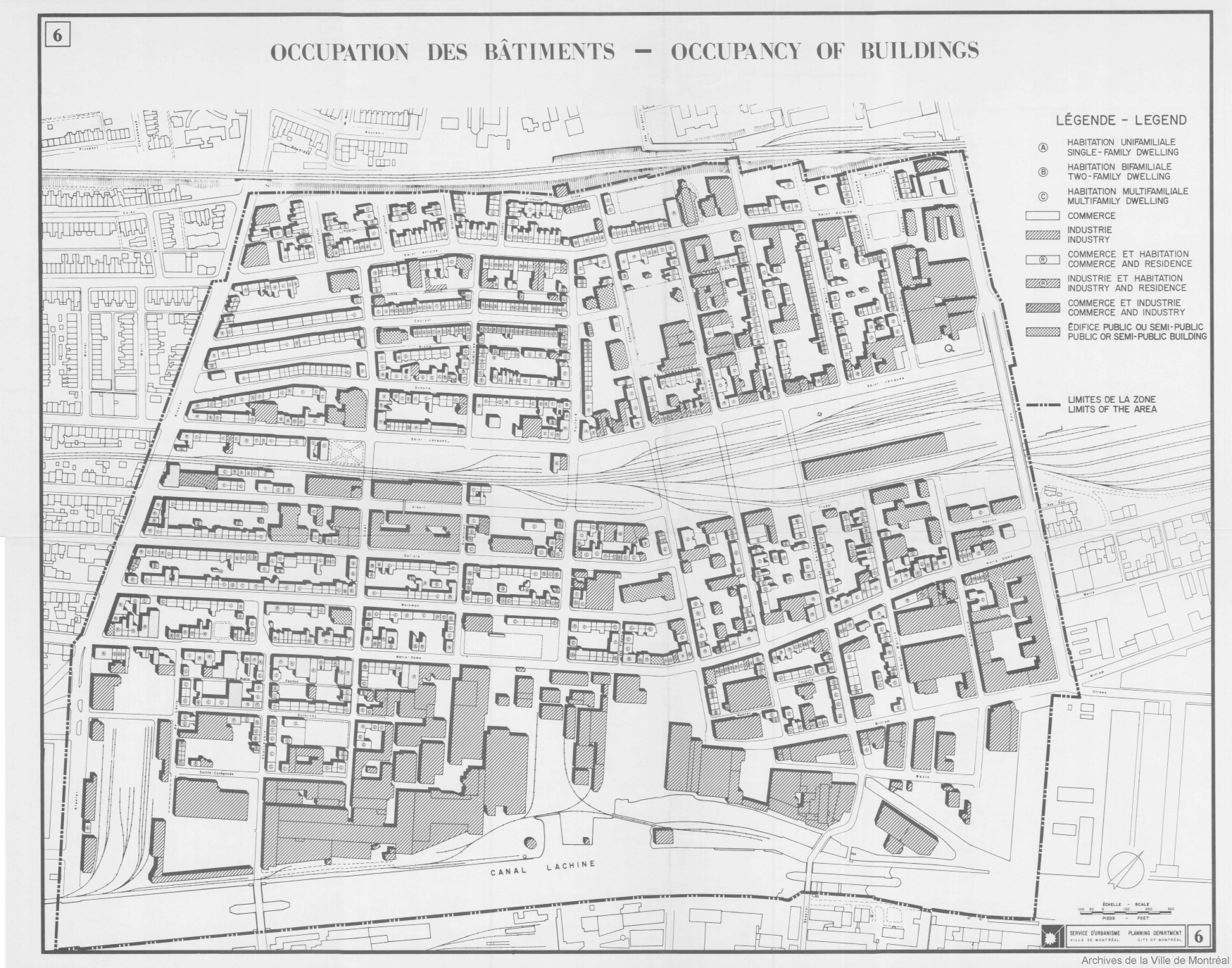 Map of occupation of Little Burgundy sourced from the Archives of the City of Montreal