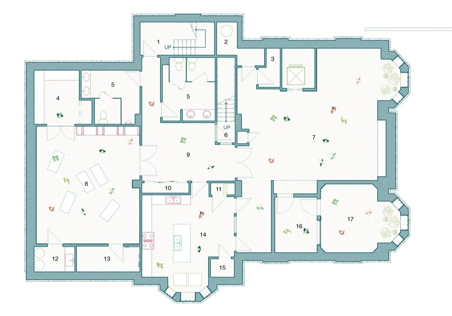 Basement Plan of the Wildseed Centre for Art and Activism designed by SOCA