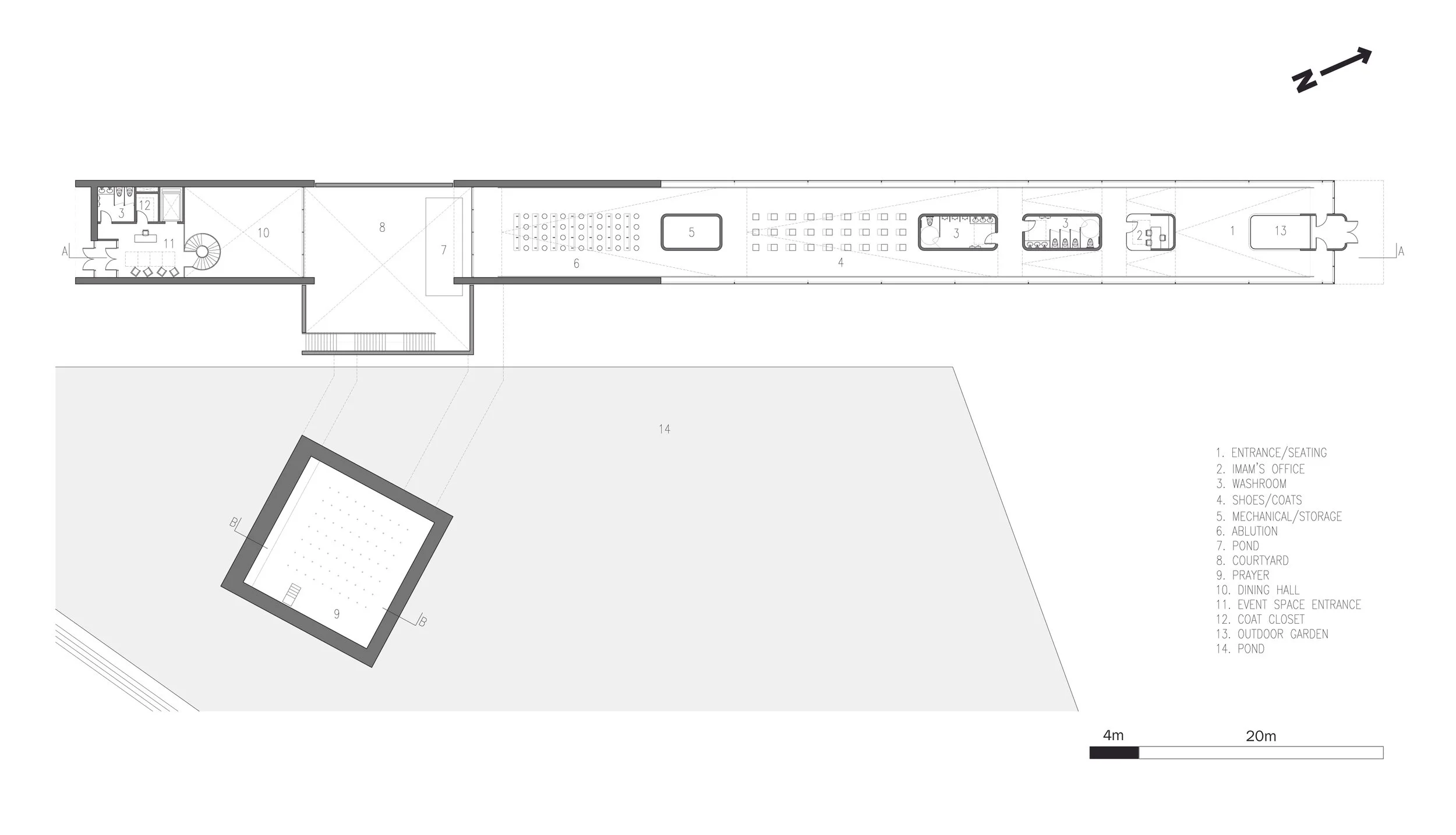 Ground floor plan of the Submerged Mosque proposal designed by SOCA