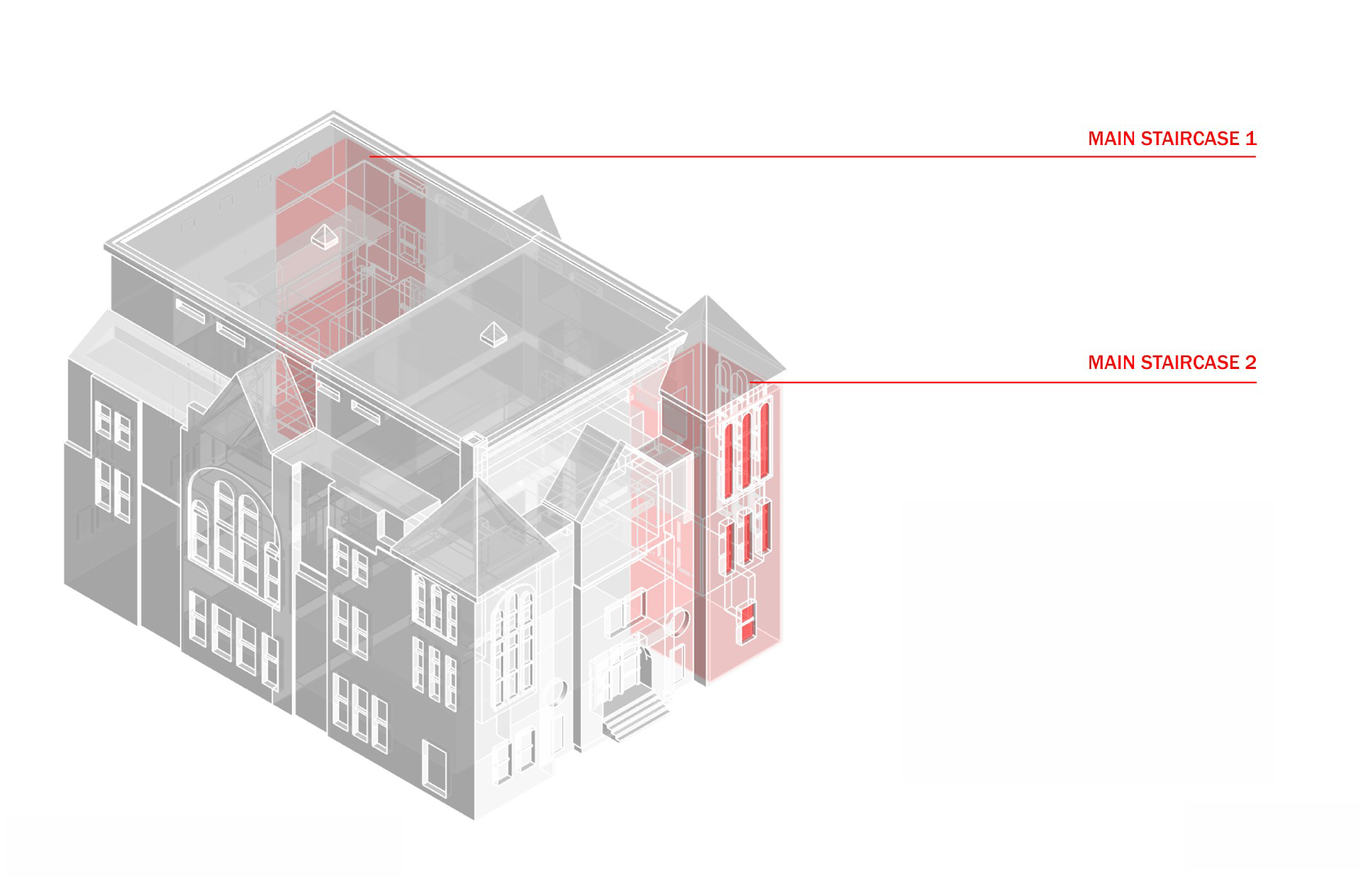 Circulation diagram of NCC building developed by William Beaudet and Jasmine Chen