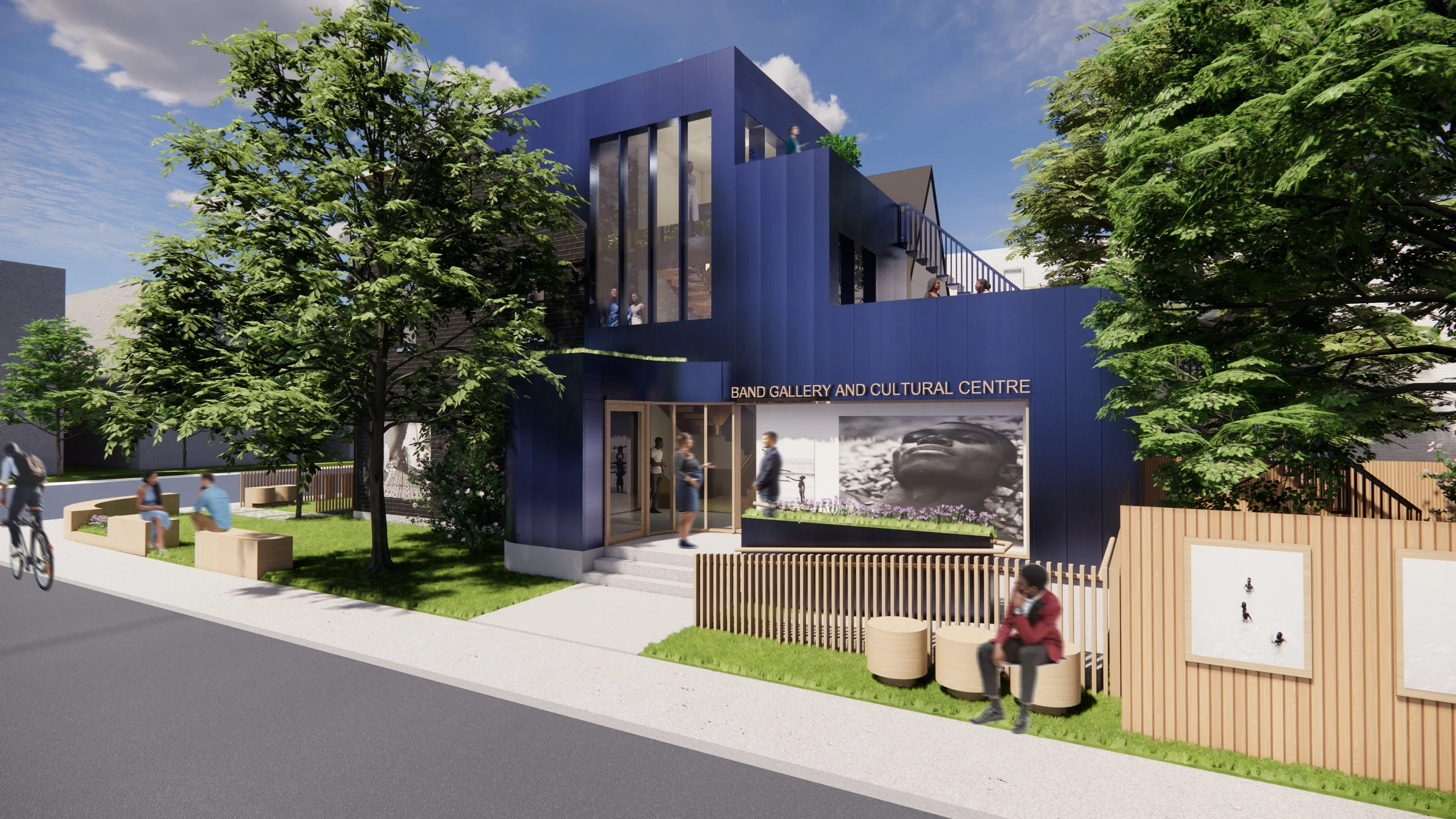 Exterior render of the Band Gallery and Cultural Centre designed by SOCA