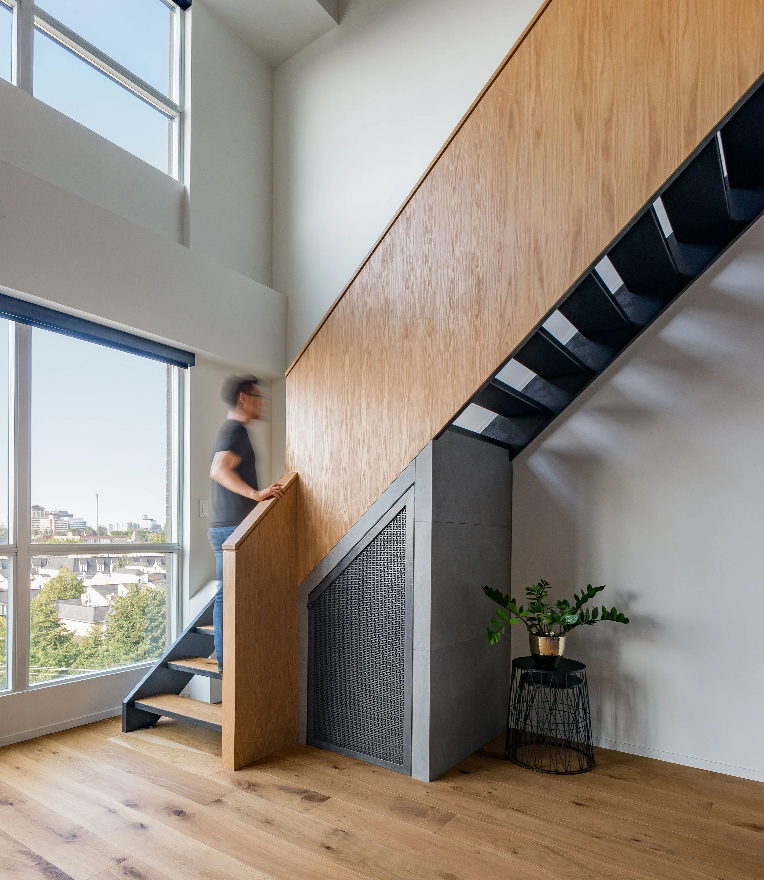 View of staircase of the King West Loft designed by SOCA