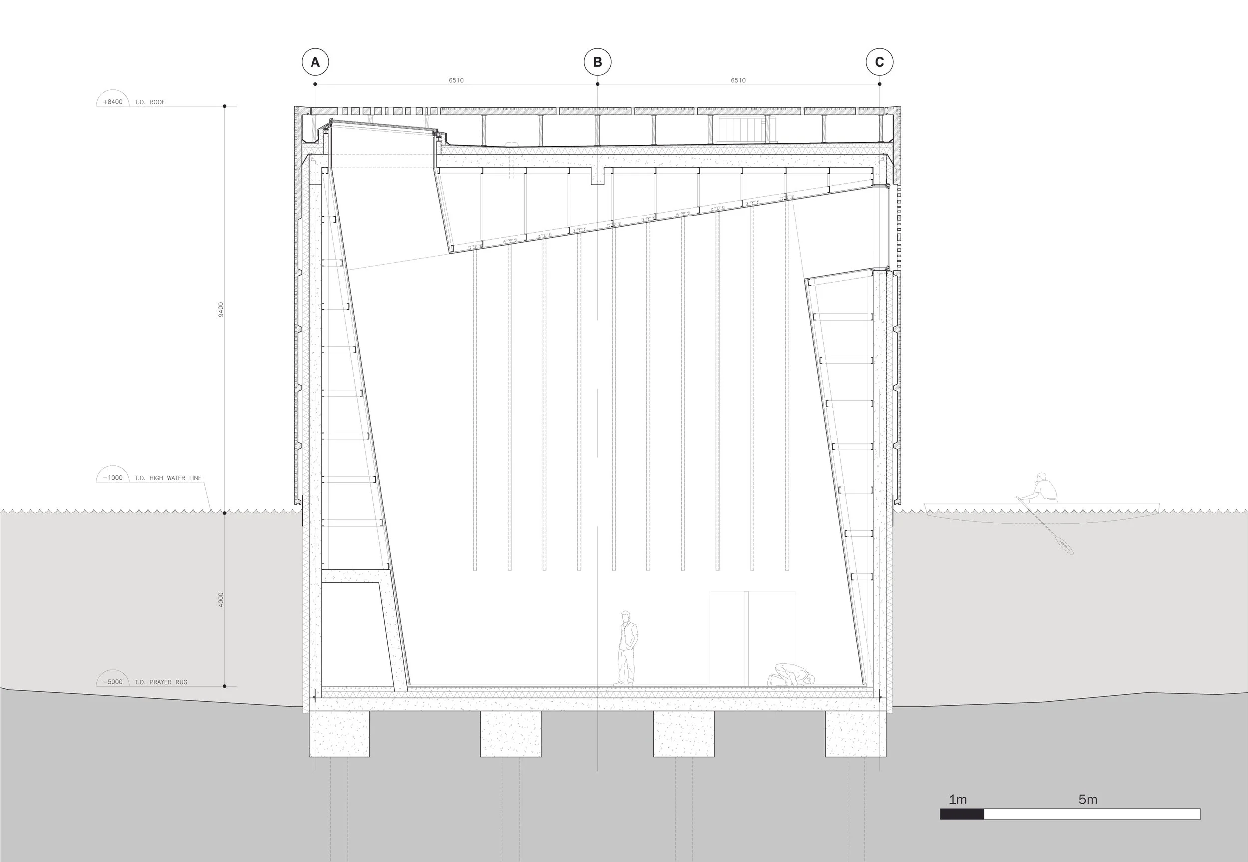 Detail section of the Submerged Mosque proposal designed by SOCA