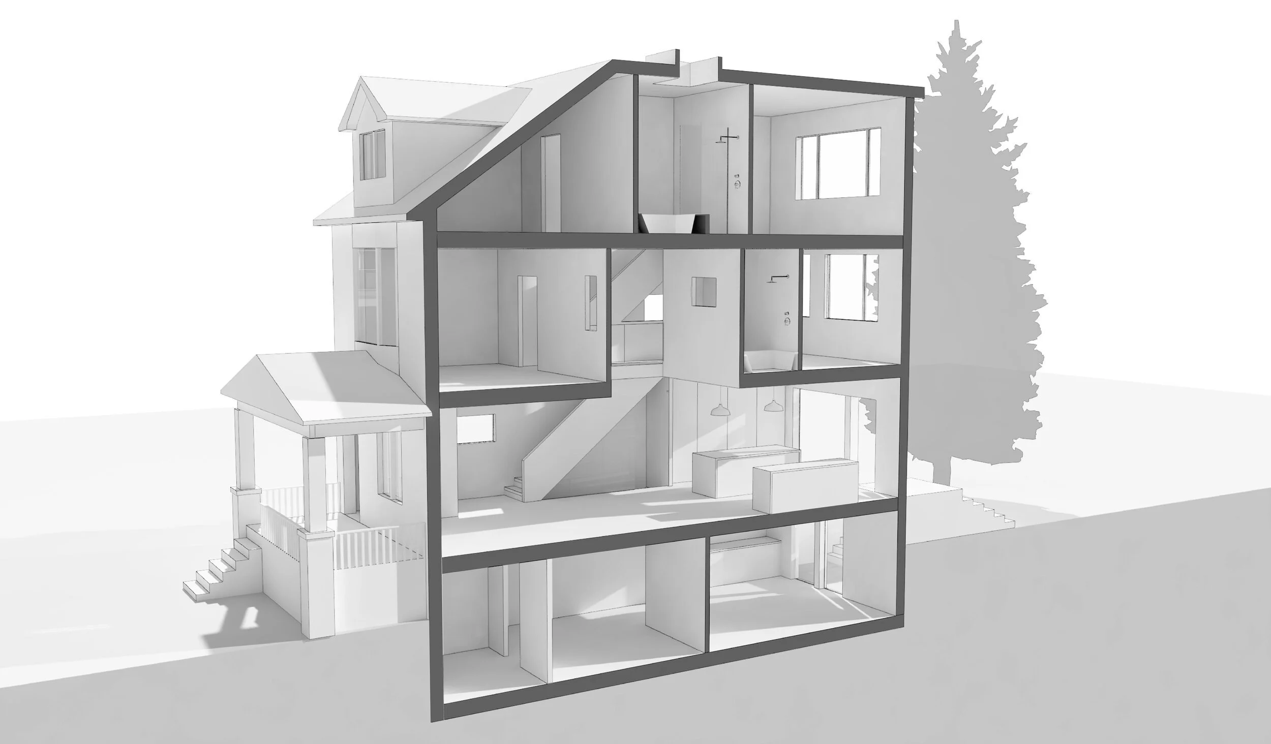 Section drawing of Granny's House designed by SOCA