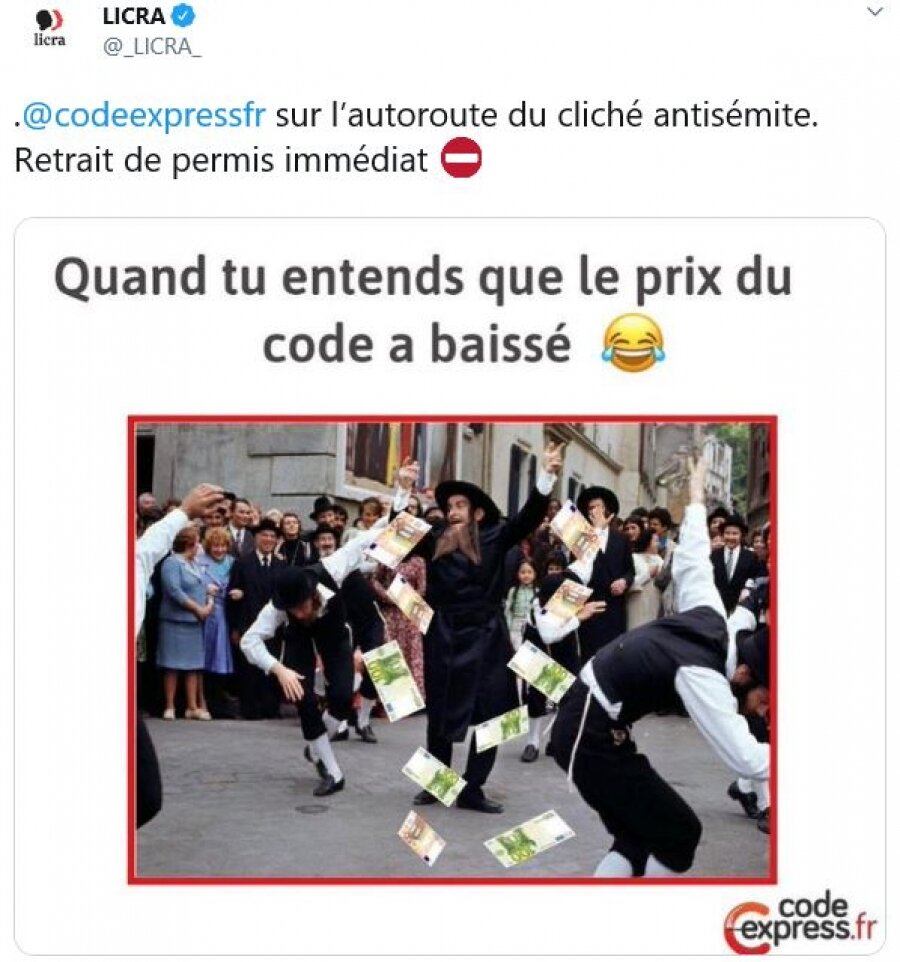 FRENCH DRIVING TEST REVISION PLATFORM USES ANTISEMITISM AS MARKETING STRATEGY