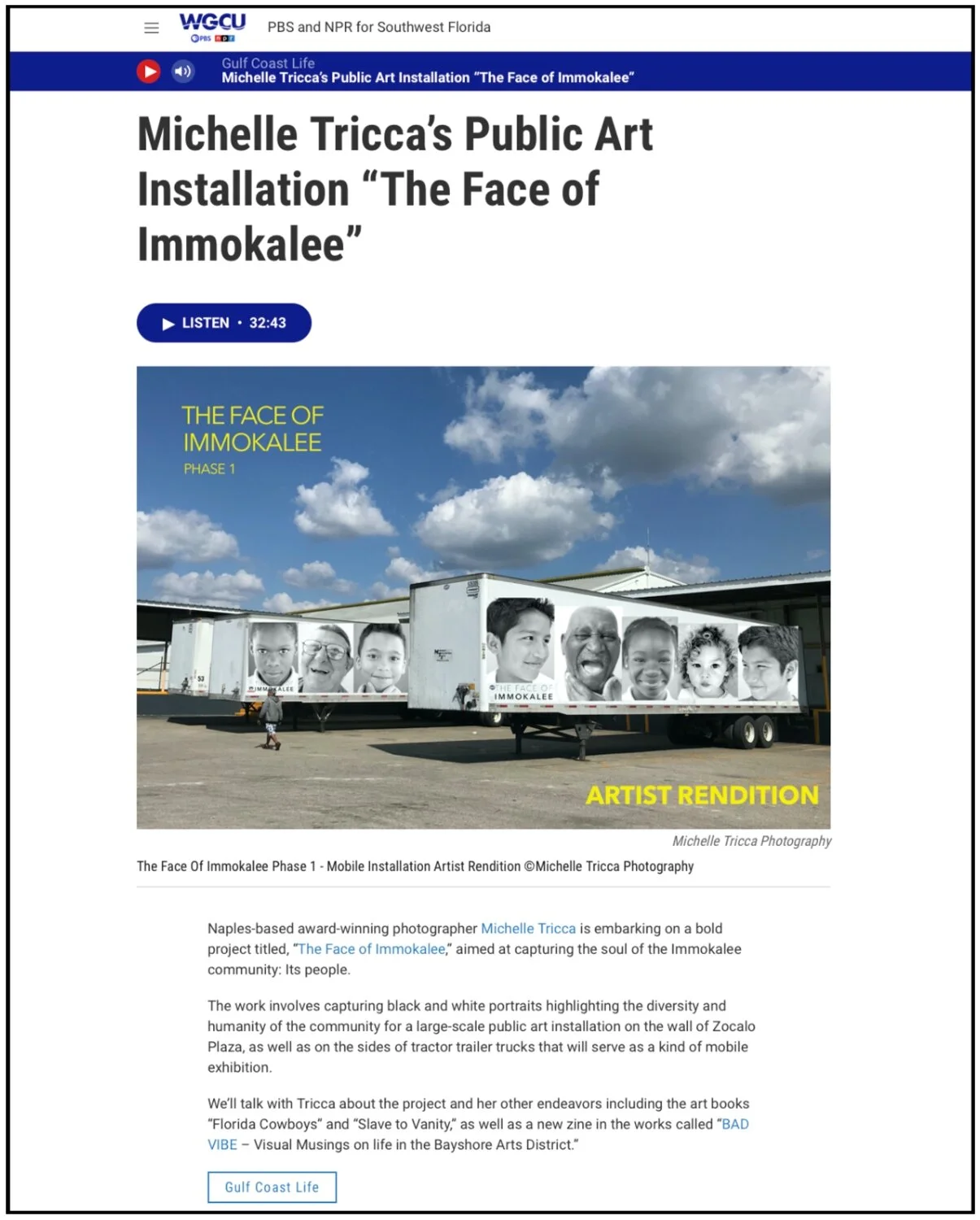 Interview on WGCU Gulf Coast Life: Arts Edition 