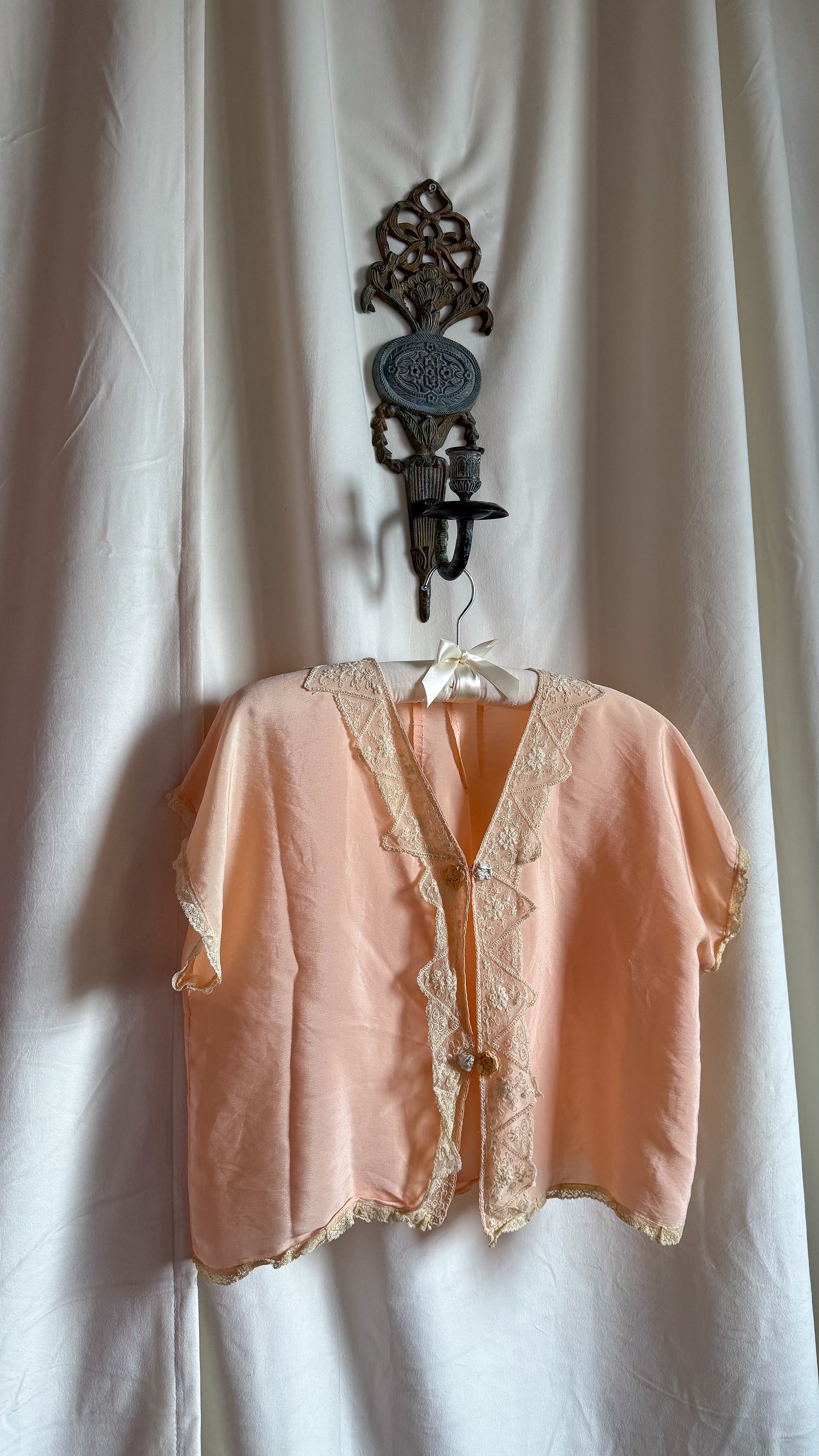 1930's Blush Silk Bed Jacket
