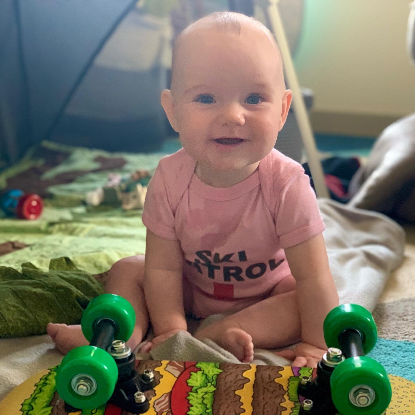 My heart melts daily, but this Father&rsquo;s Day was especially emotional. This is the face I&rsquo;d hoped to see when I gave her her first skateboard. Definitely wanted to give her the opportunity to someday say &ldquo;I was skating before I could