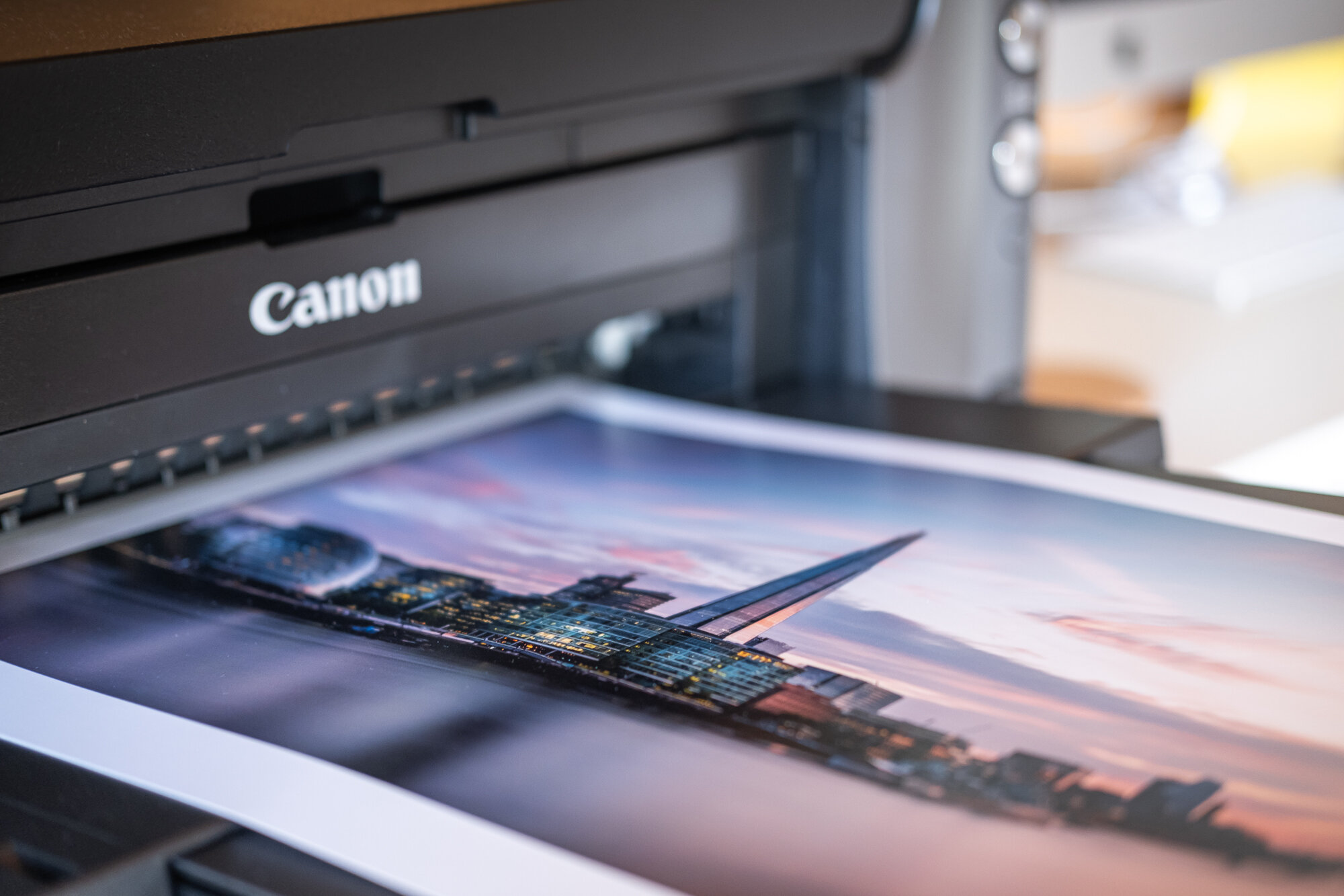 Printing my photo of The Shard at Sunset on the Canon PIXMA Pro10S