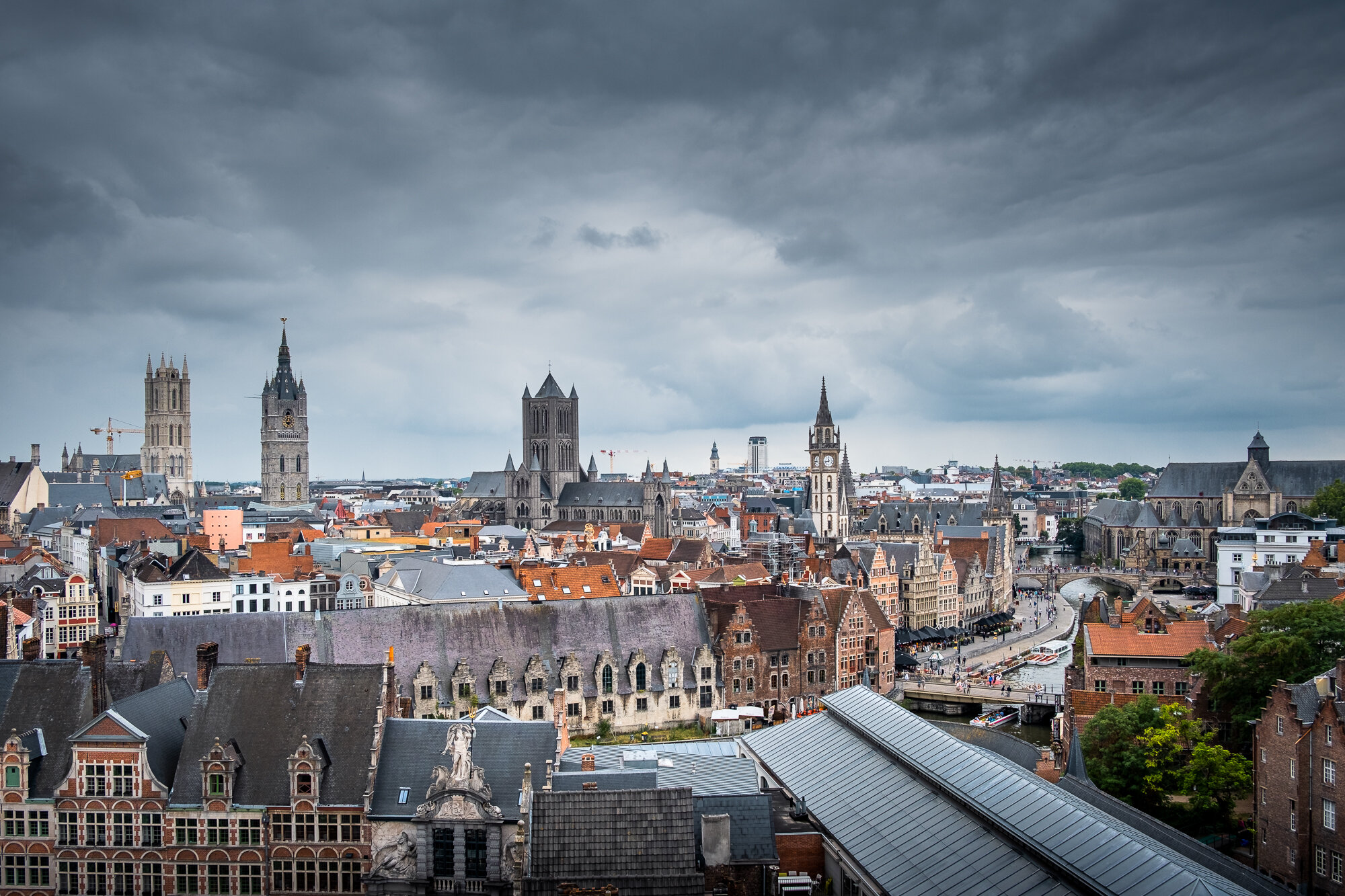 A rooftop cityscape view of Ghent by Trevor Sherwin