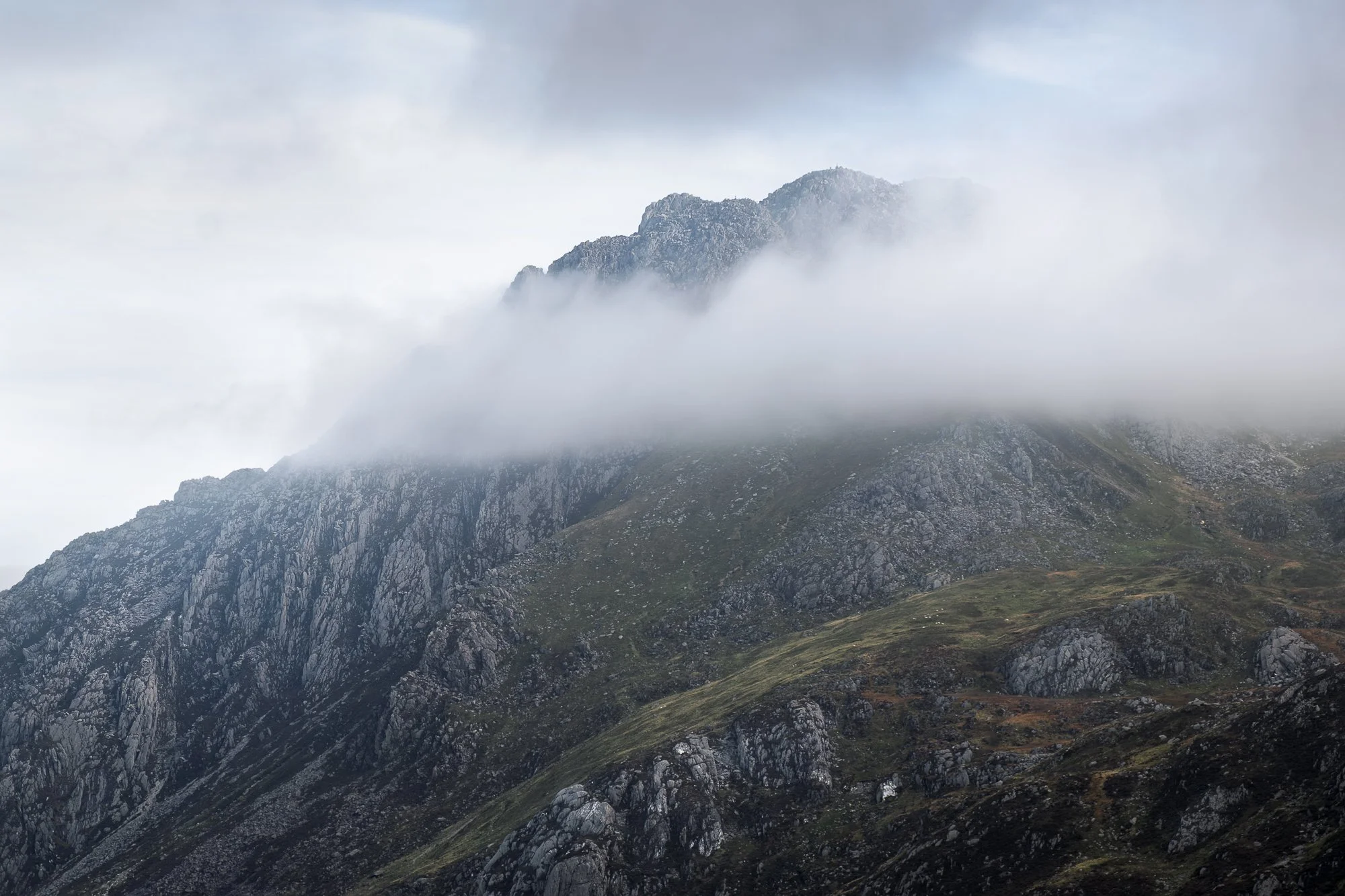 A photo of Tryfan's peak poking out of a cloud inversion in Snowdonia taken by Trevor Sherwin