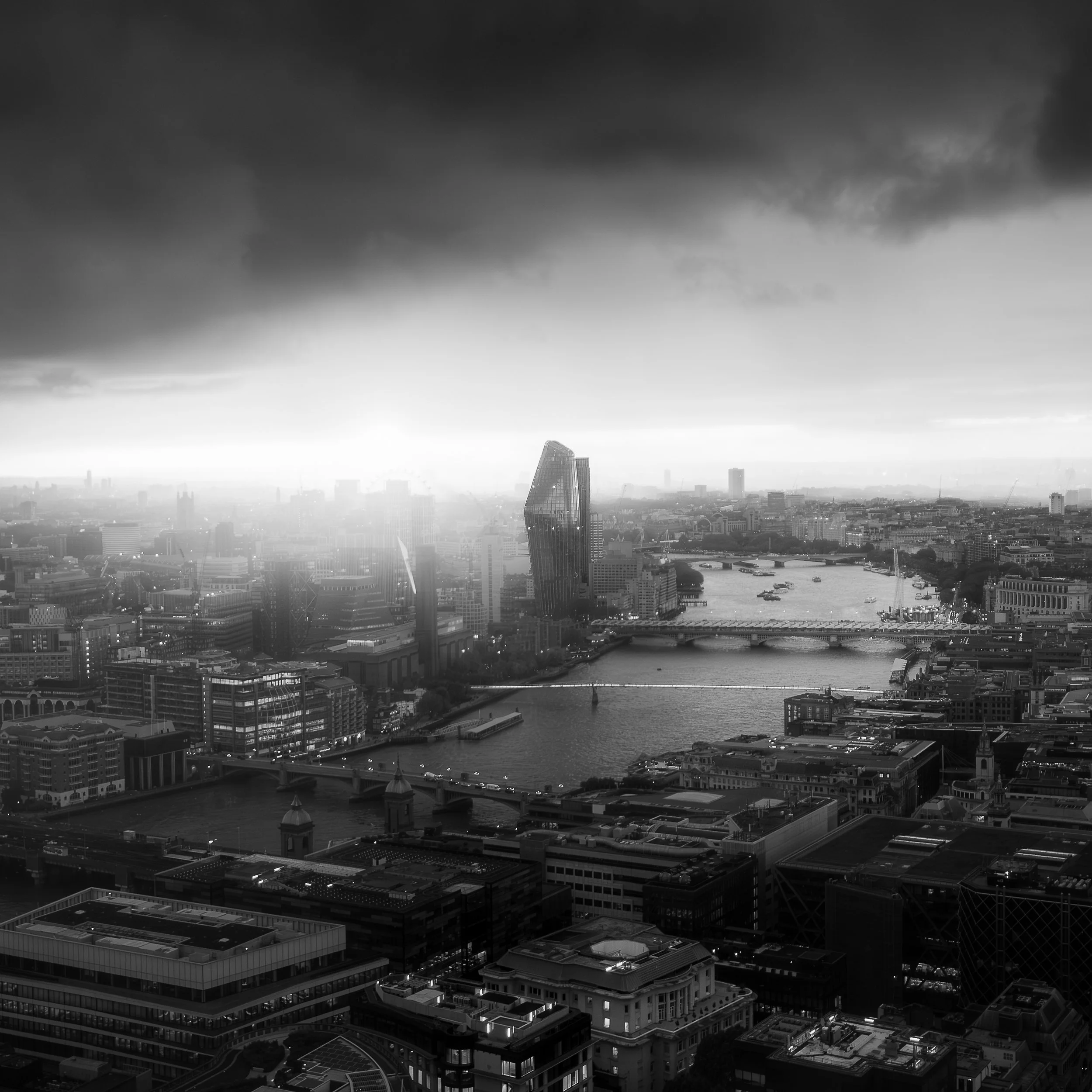 A view of the Thames during a rain storm taken from the Sky Garden in London by Trevor Sherwin Photography