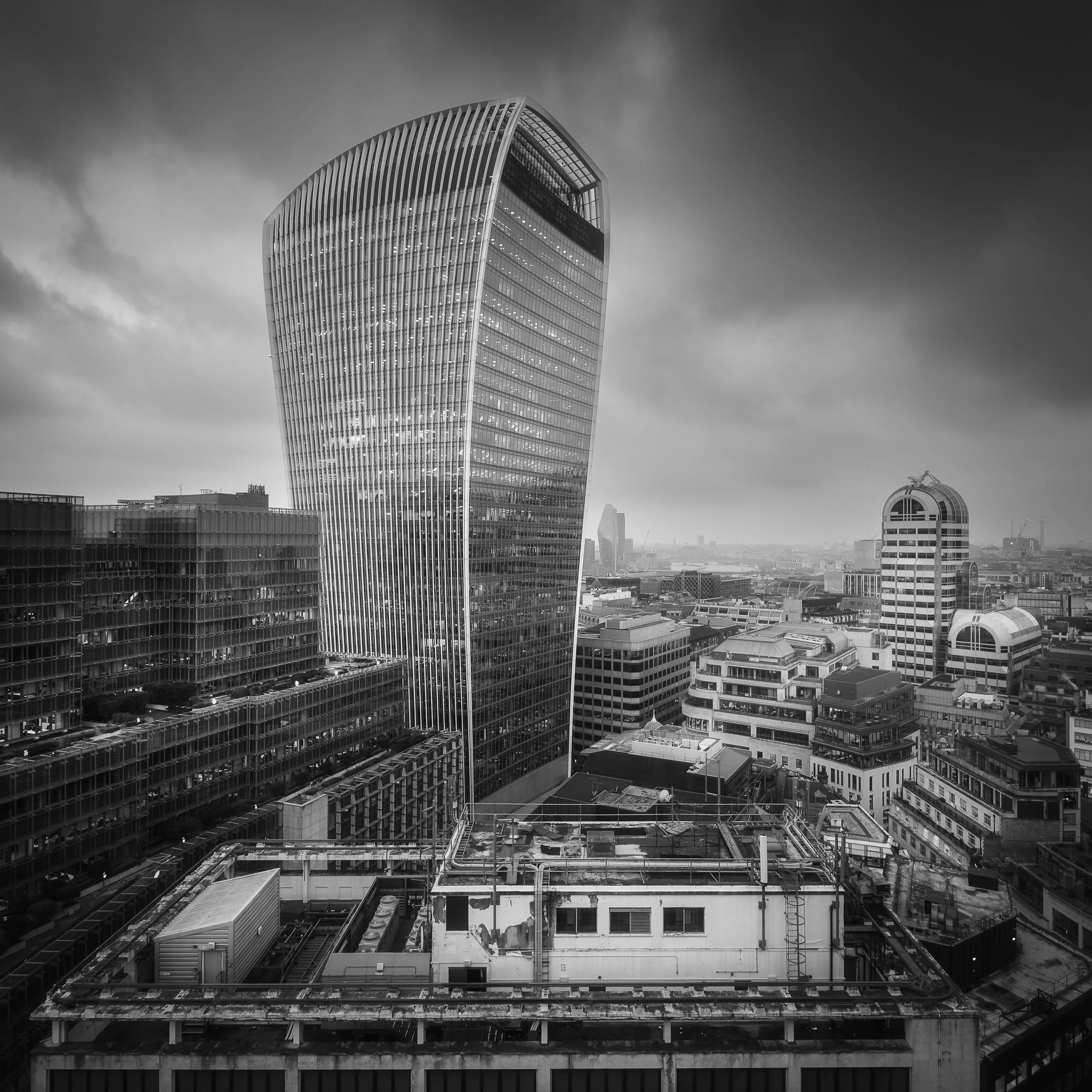 A photo of the Walkie Talkie building taken from the Garden at 120 in London by Trevor Sherwin Photography
