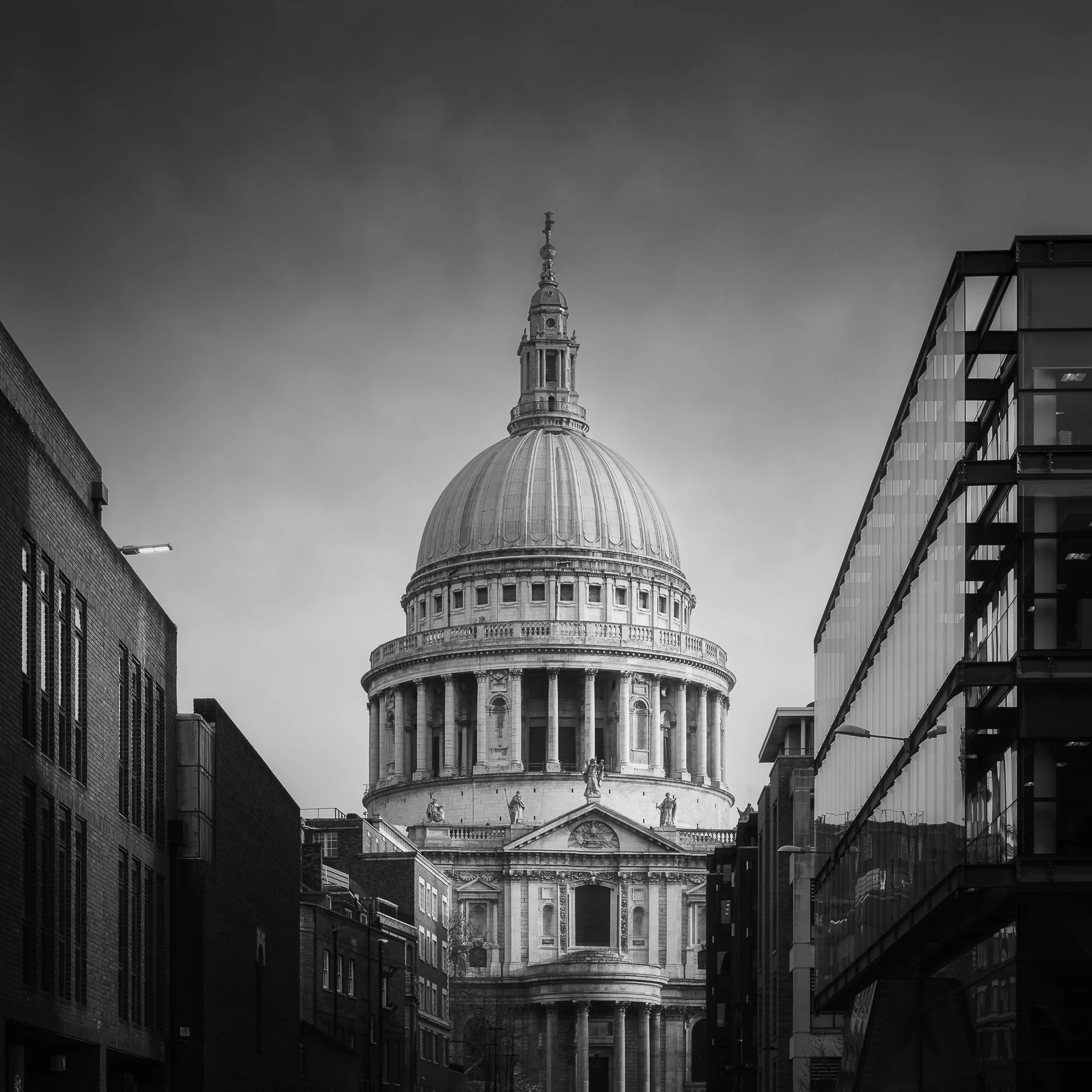 St Paul’s Cathedral dome in London cityscape