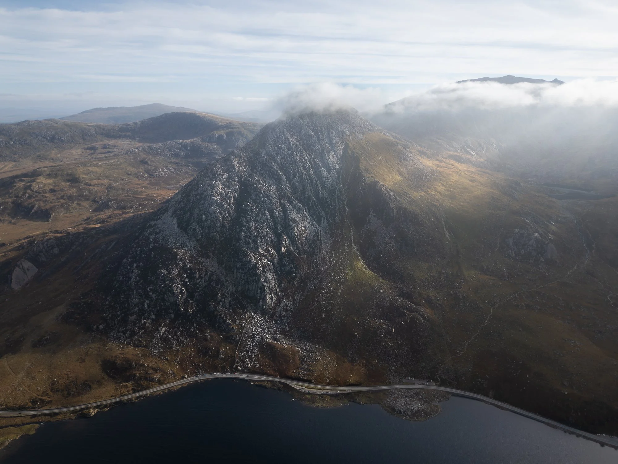A drone landscape photo of Tryfan in Snowdonia taken by Trevor Sherwin