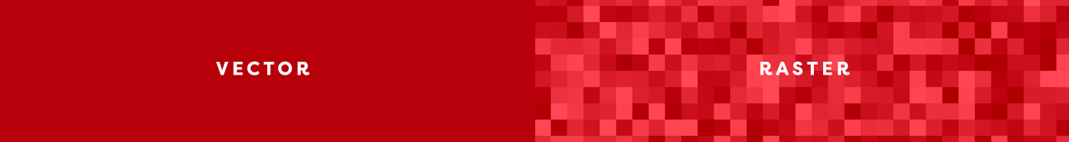 The difference between vector and raster file pixelation.