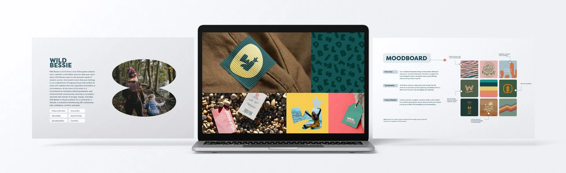 laptop screens showing the creative direction process and moodboarding