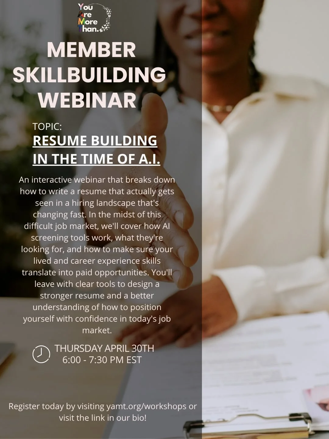 📓 Join our Career and Education Development Program for one of our exciting April offerings! Learn more about what we have planned above and sign up to participate utilizing the link in our bio! 📓

Click images for alt text

#yamt #webinar #skillbu