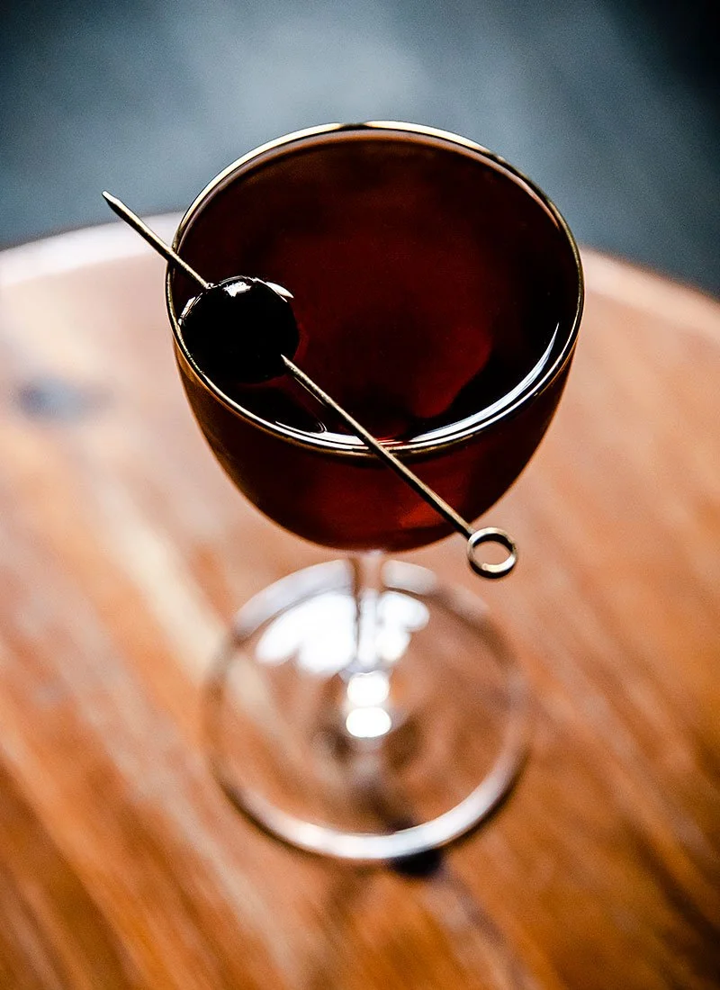 Black Manhattan Cocktail Made with See the Elephant Amaro