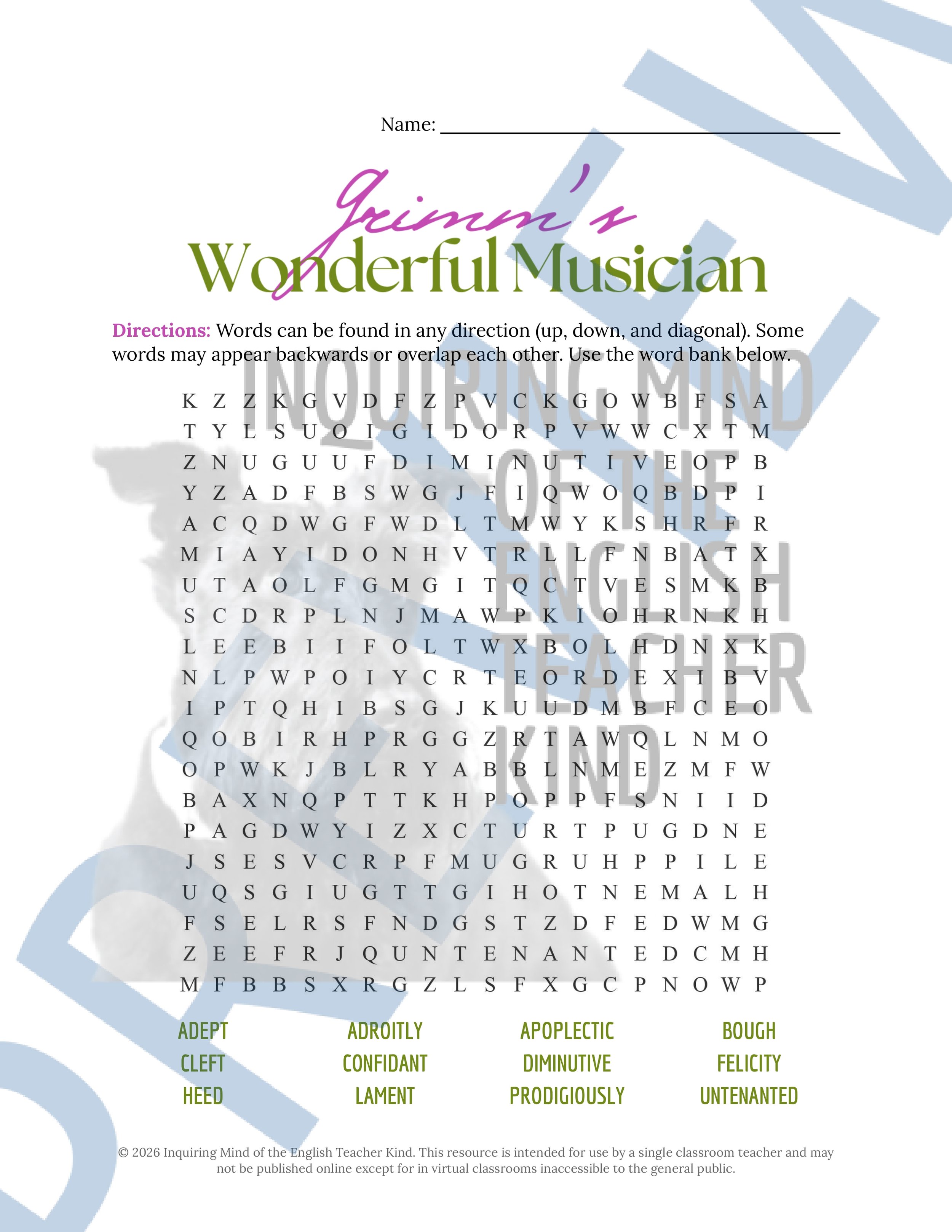 The Wonderful Musician Vocabulary Activities - Grimm Fairy Tale (4).jpg