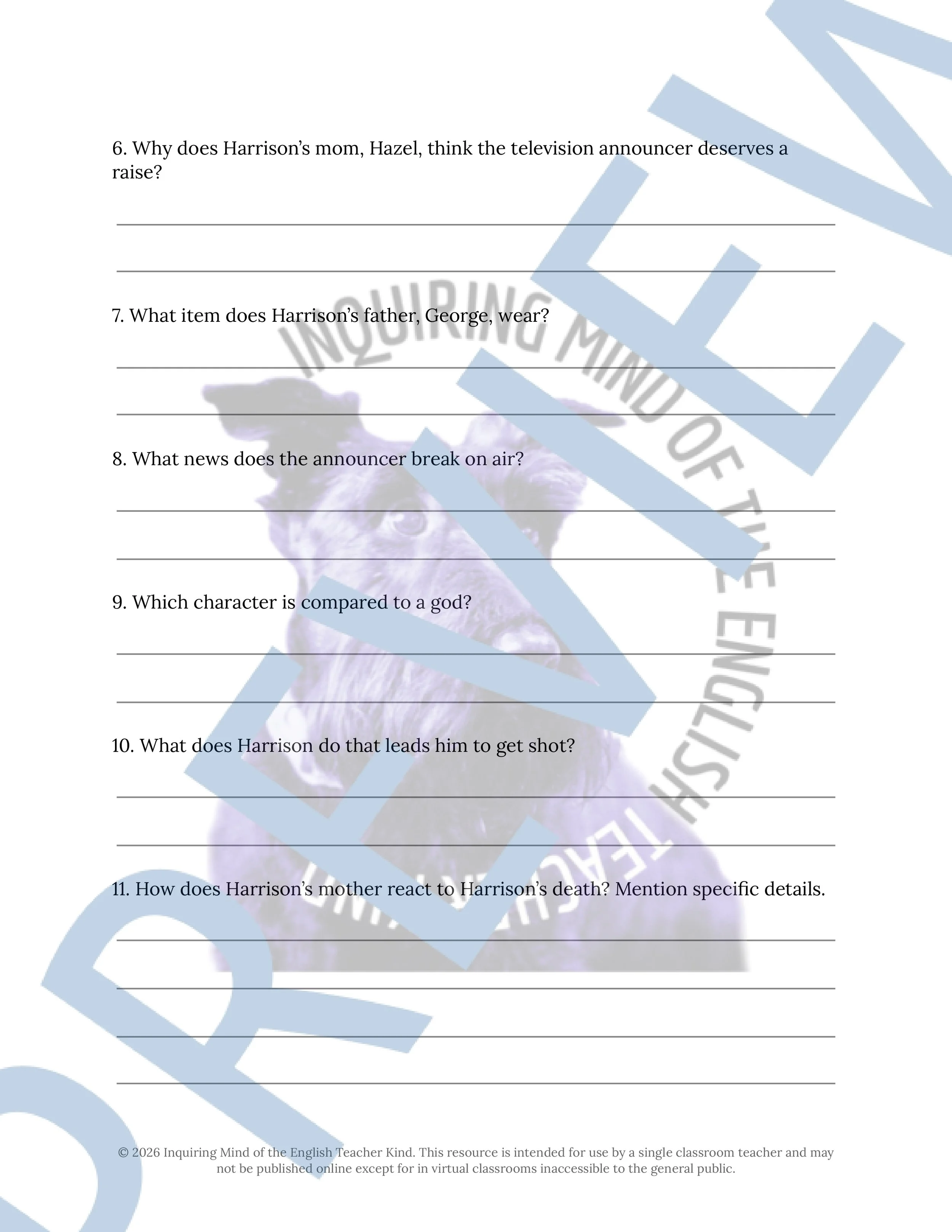 Harrison Bergeron by Kurt Vonnegut Quiz and Answer Key (4).jpg